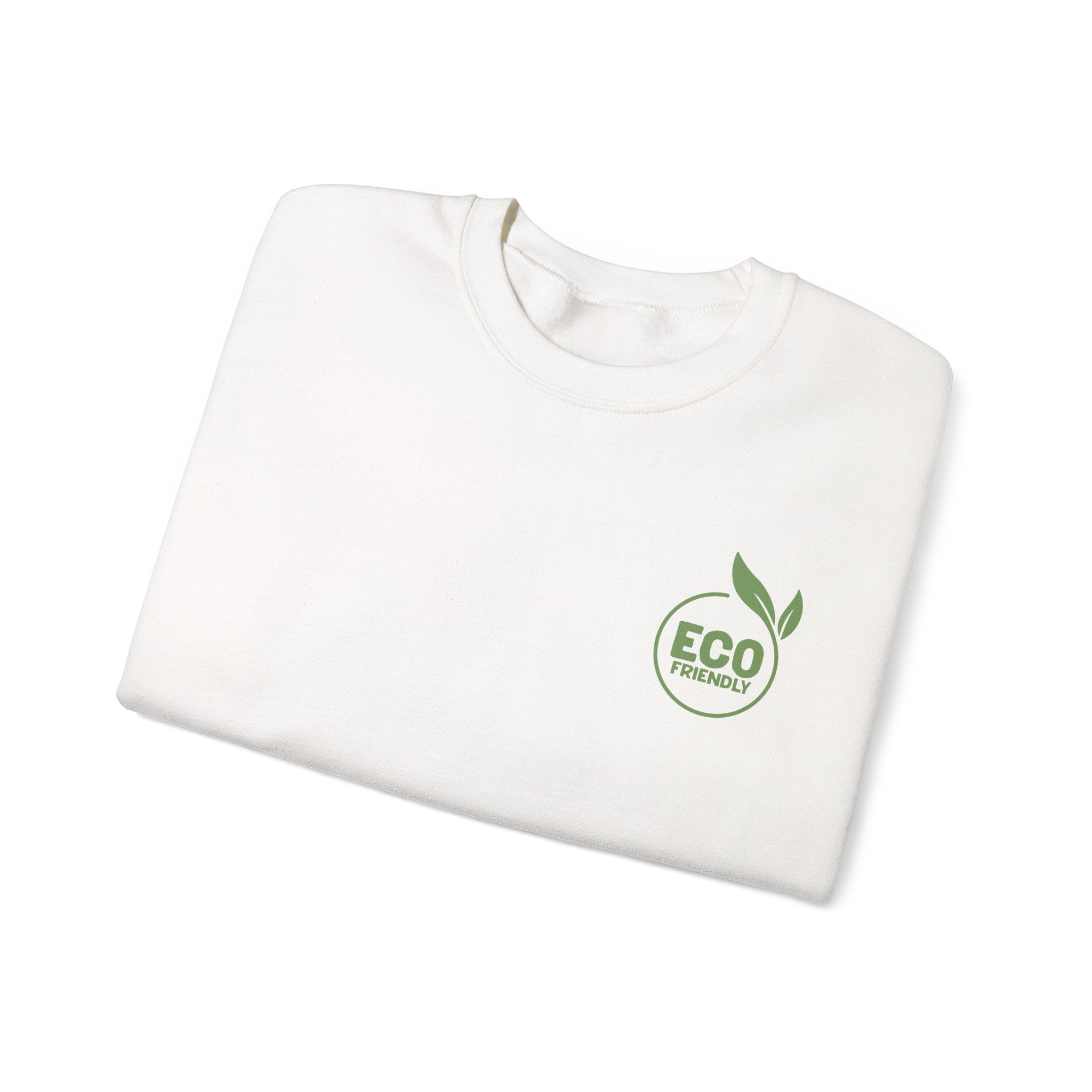 Eco Friendly Crewneck Sweatshirt — Small Green "ECO friendly" Logo