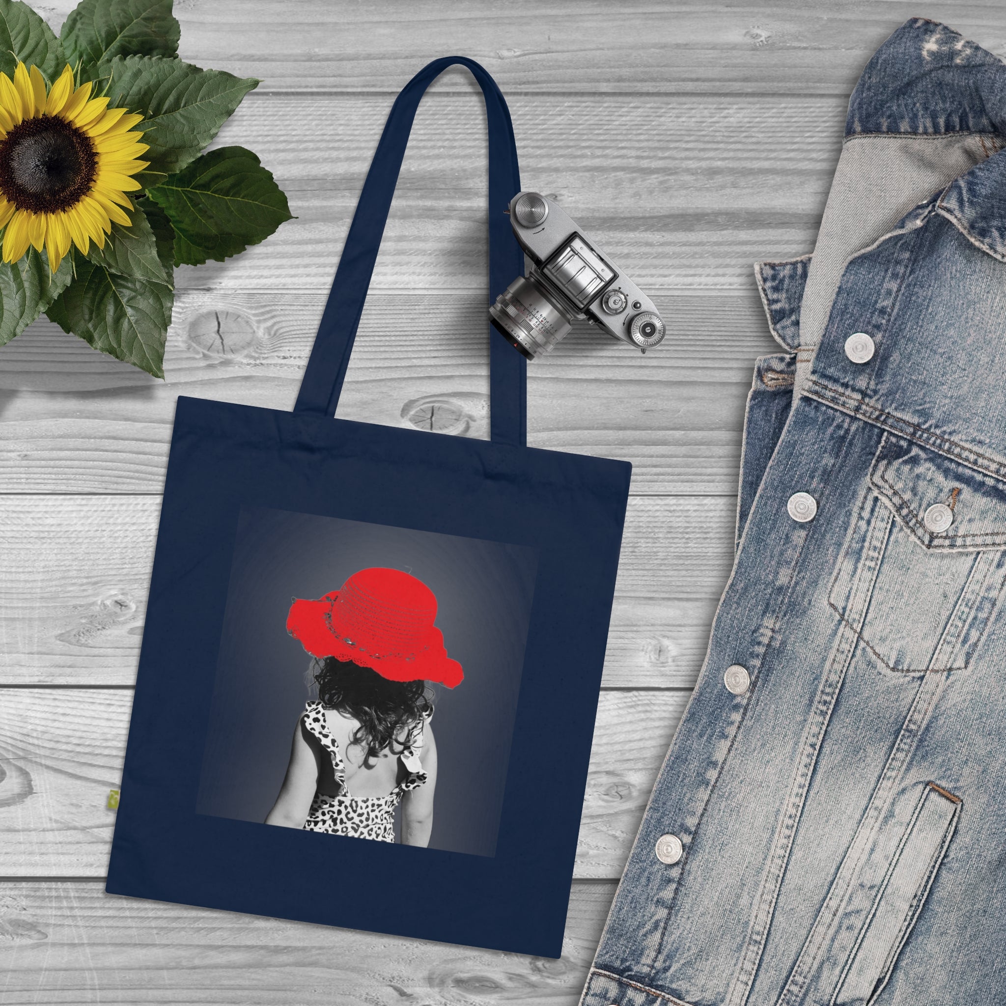 Red Hat Girl Photo Tote — Organic Cotton Beach & Market Bag