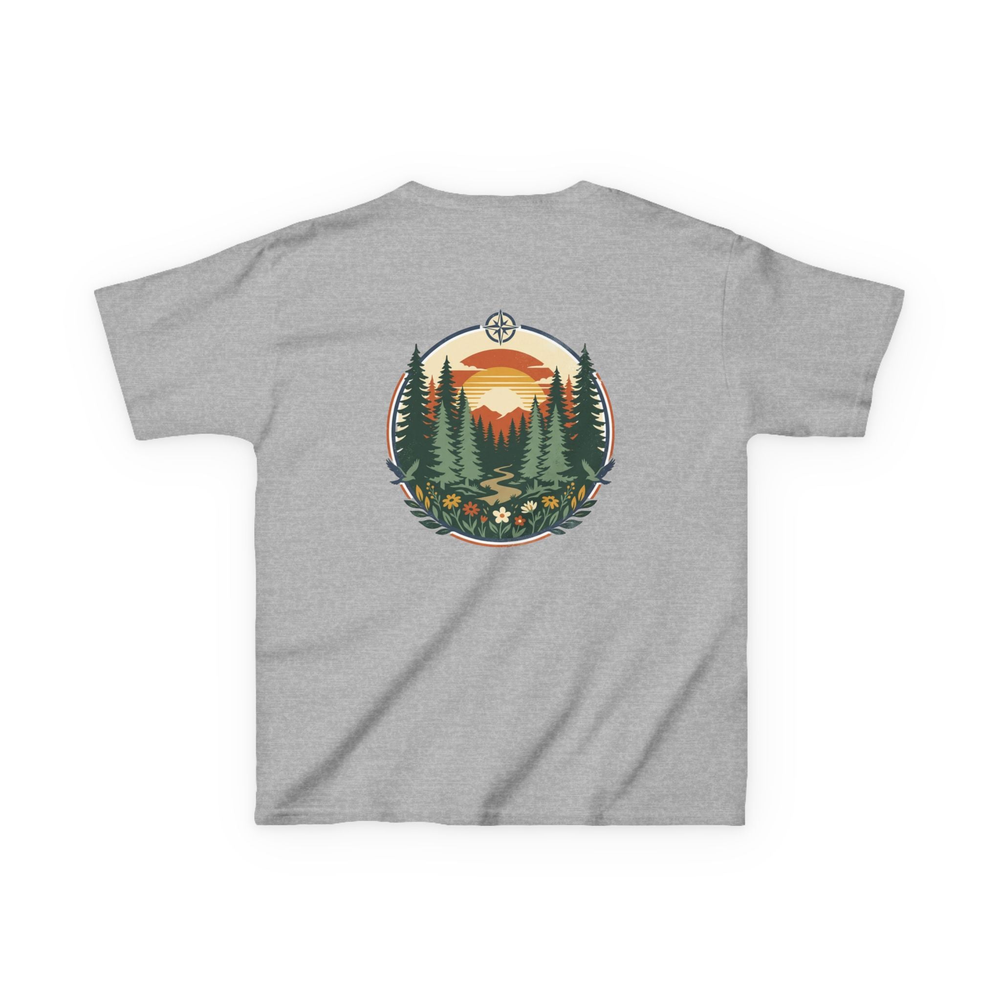 Kids Tee — Retro Forest Sunset Graphic