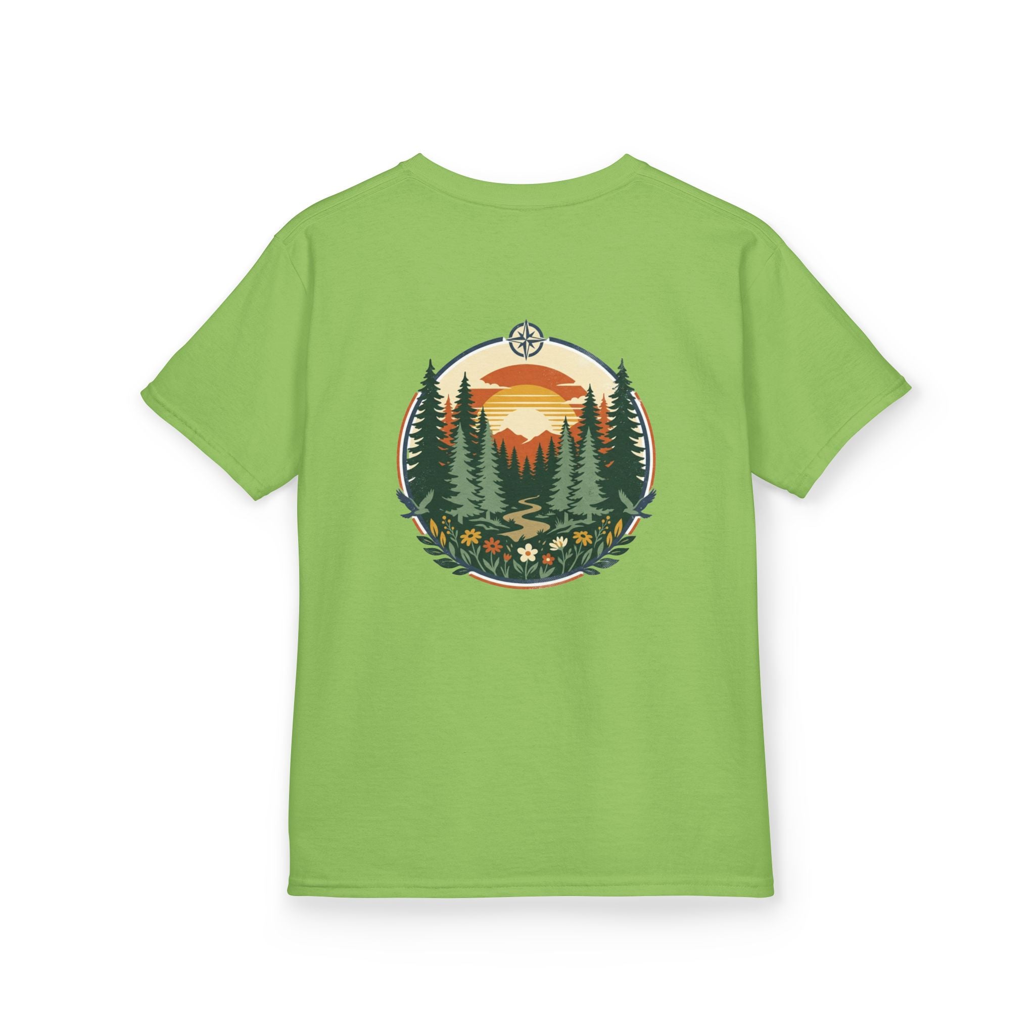 Kids Tee — Retro Forest Sunset Graphic