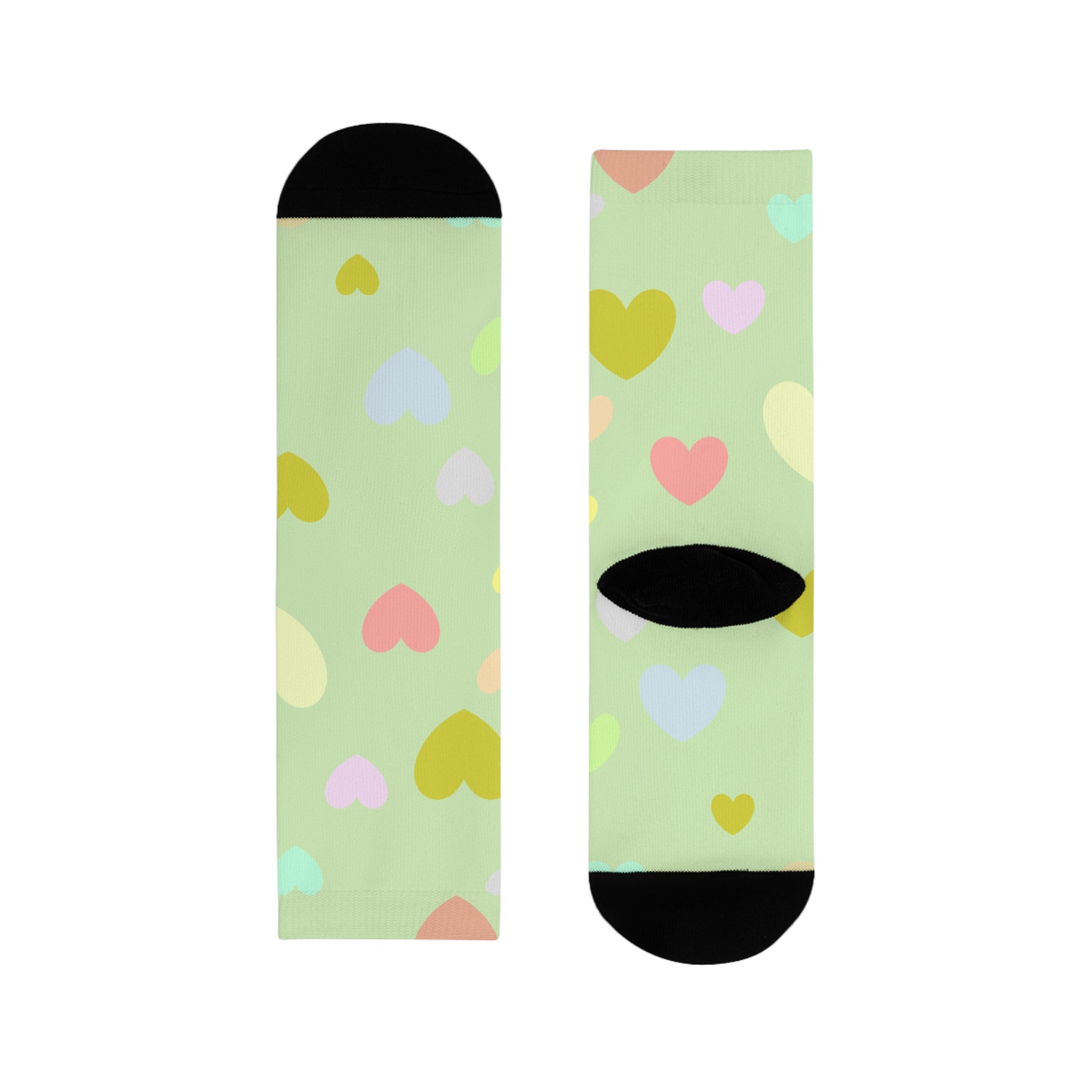 Pastel Heart Crew Socks — Cute Sublimation Socks for Women & Teens
