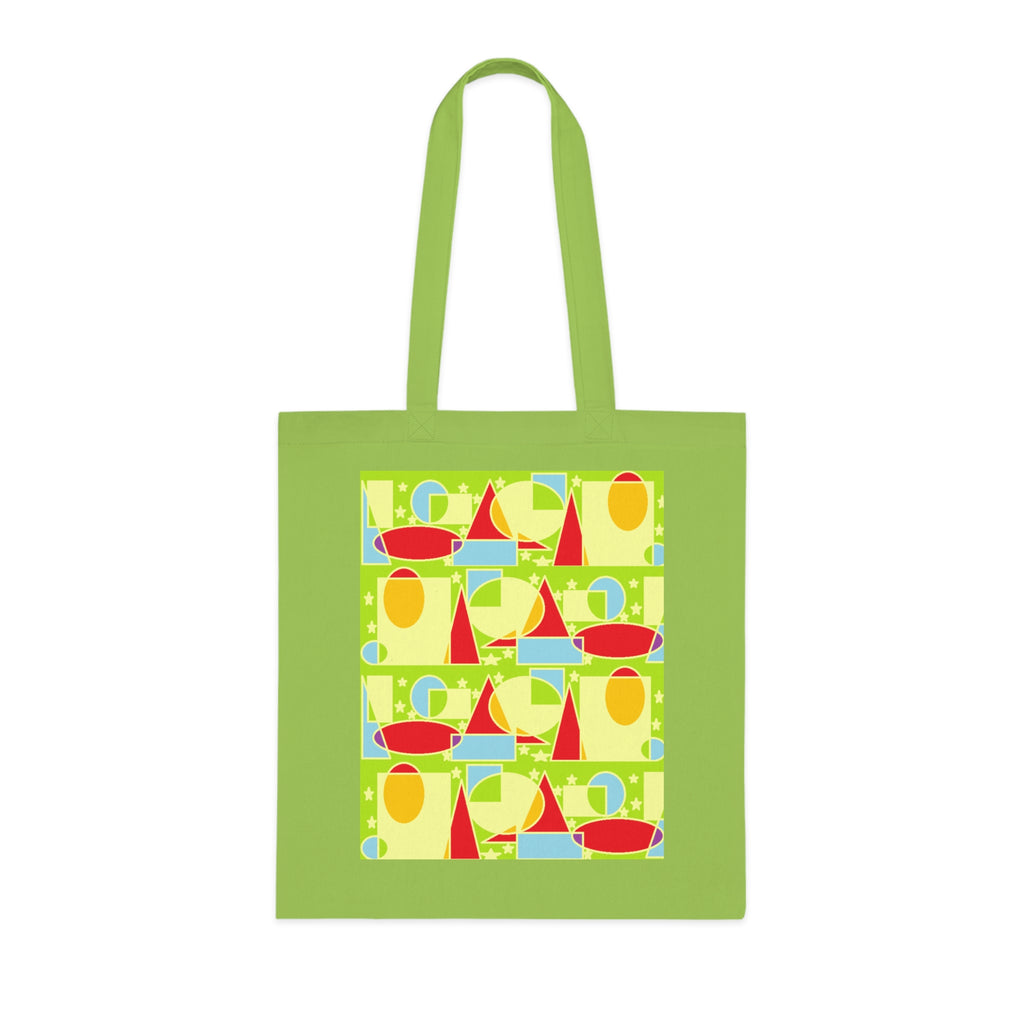Sailboat Sunshine Cotton Tote — Bright Retro Nautical Beach Bag