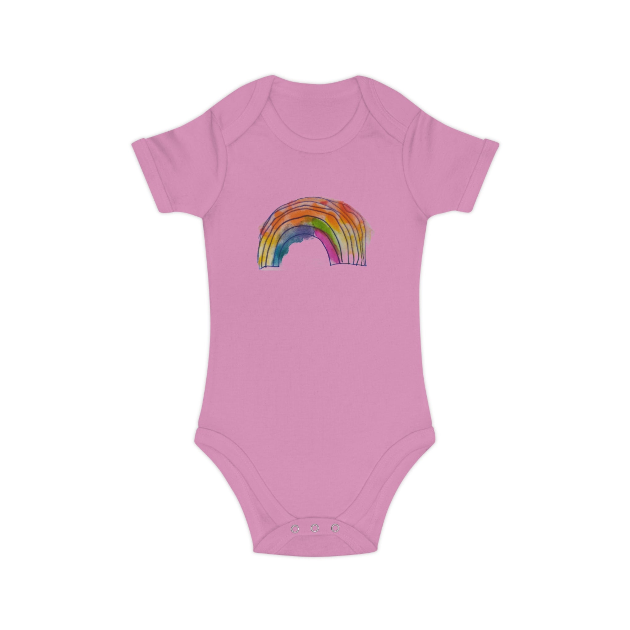 Baby Bodysuit with Watercolor Rainbow – Combed Cotton Infant One-Piece