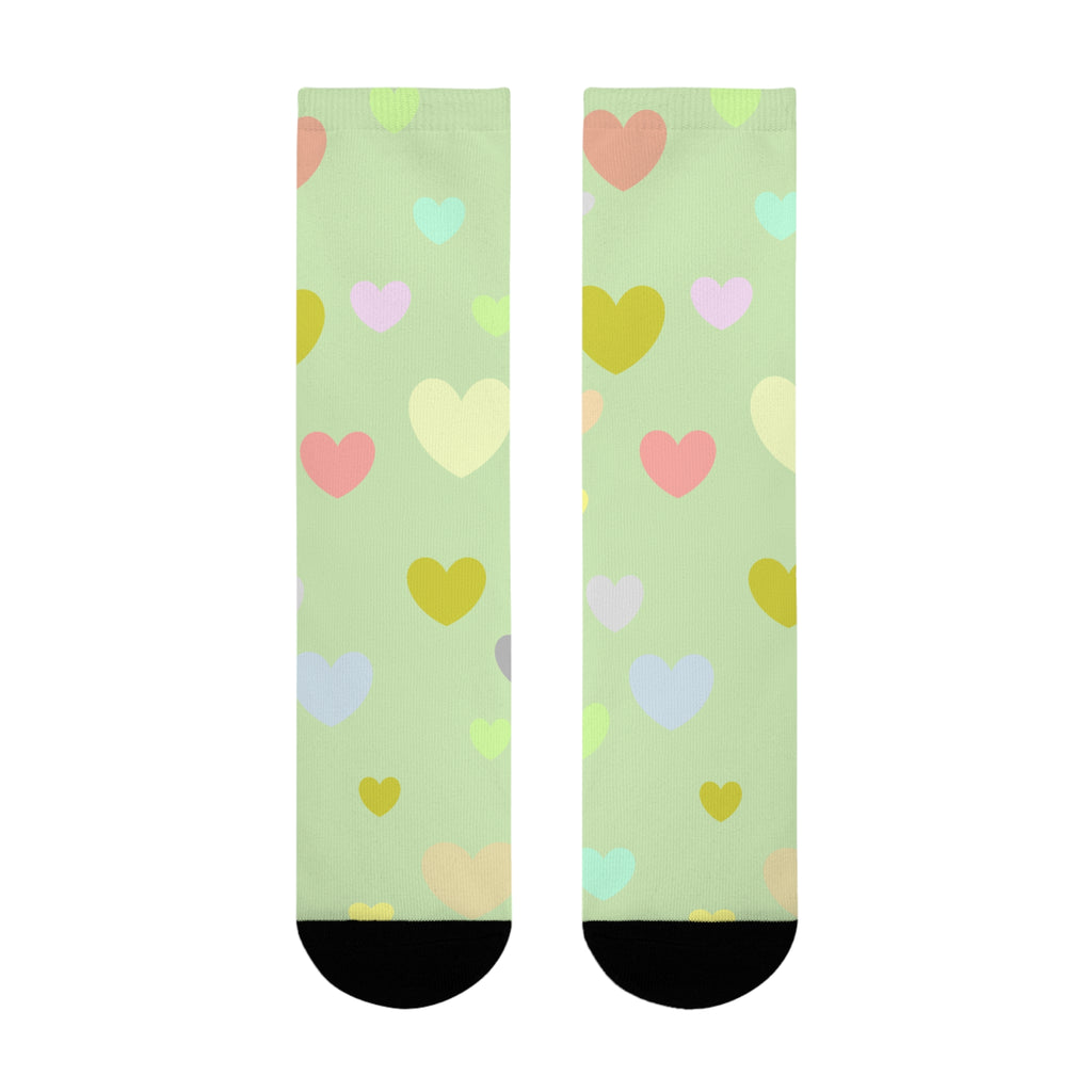 Pastel Heart Crew Socks — Cute Sublimation Socks for Women & Teens