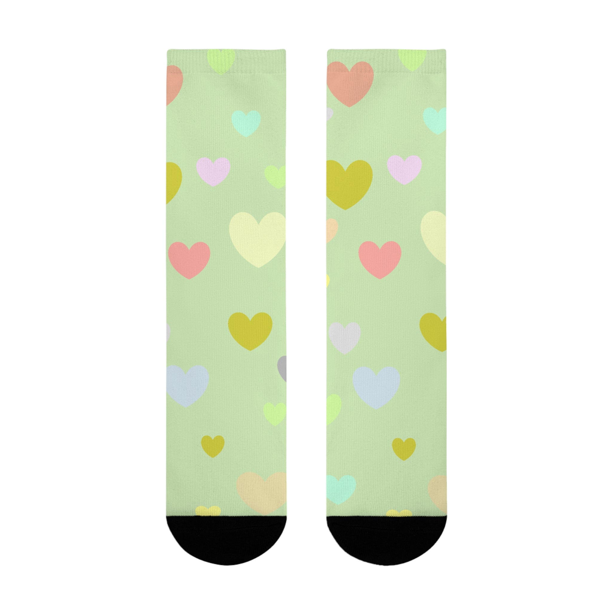 Pastel Heart Crew Socks — Cute Sublimation Socks for Women & Teens
