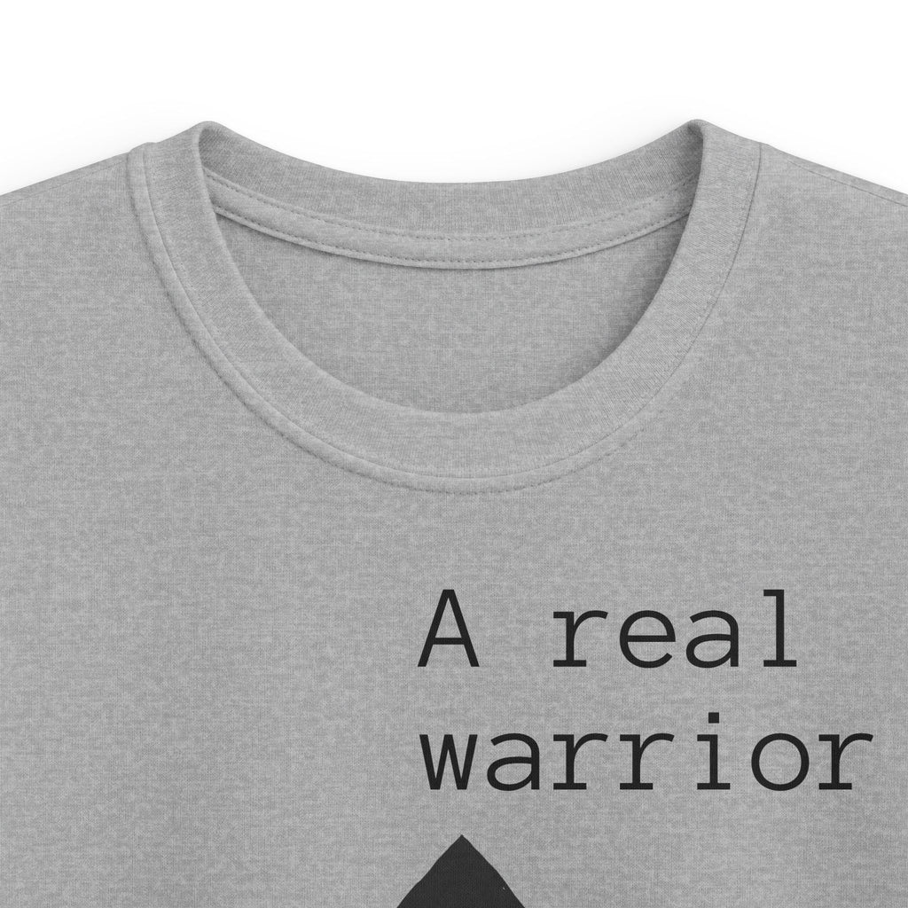 Kids Tee — "A Real Warrior" Spartan Helmet Graphic