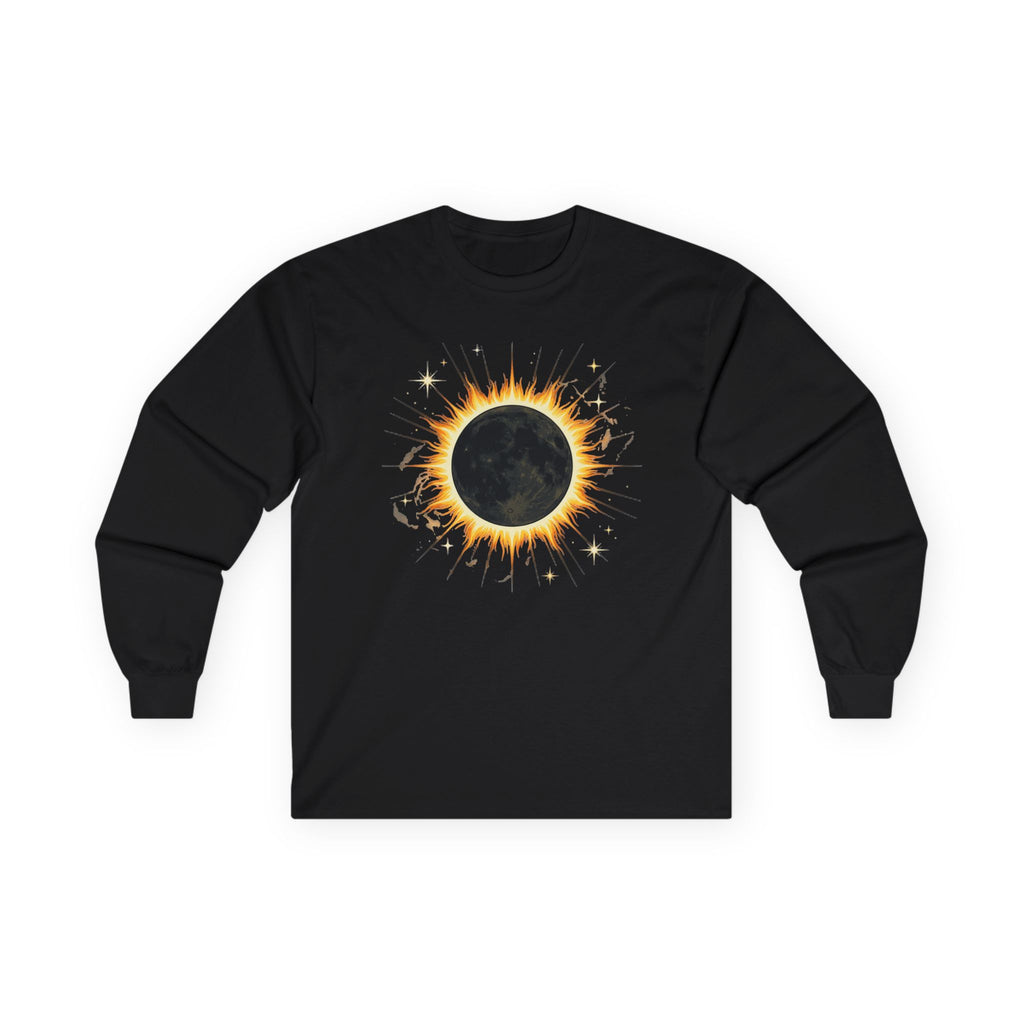 Solar Eclipse Long Sleeve Tee — Black Sun Graphic Shirt