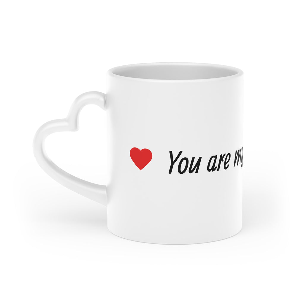 Heart-Shaped Mug - "You Are My Happy Place" Romantic Coffee Cup with Red Hearts