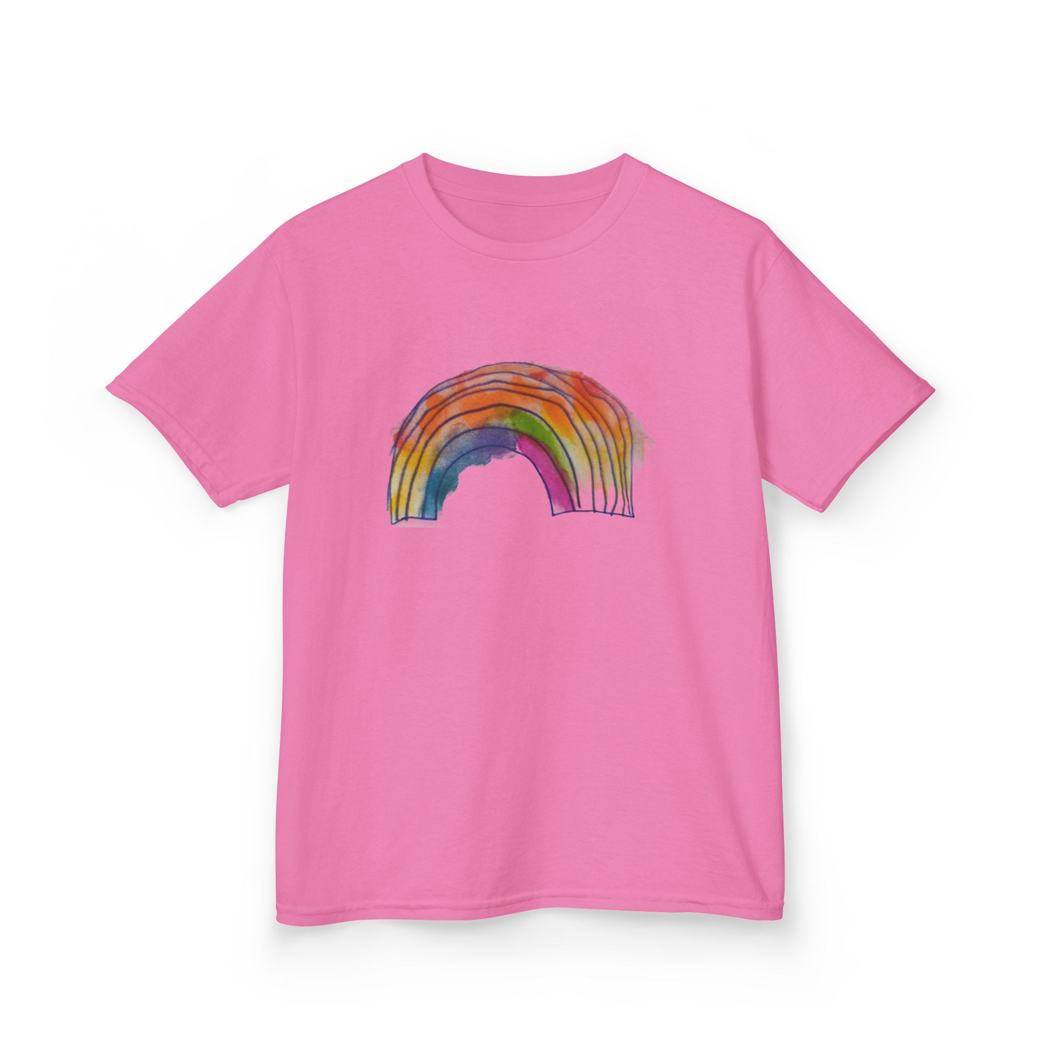 Kids Rainbow T‑Shirt — Hand‑Drawn Colorful Rainbow Tee for Children