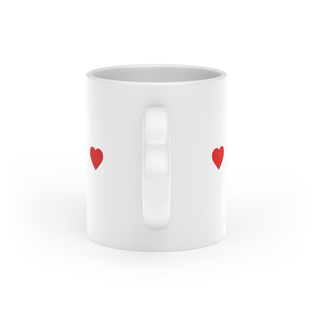 Heart-Shaped Mug - "You Are My Happy Place" Romantic Coffee Cup with Red Hearts