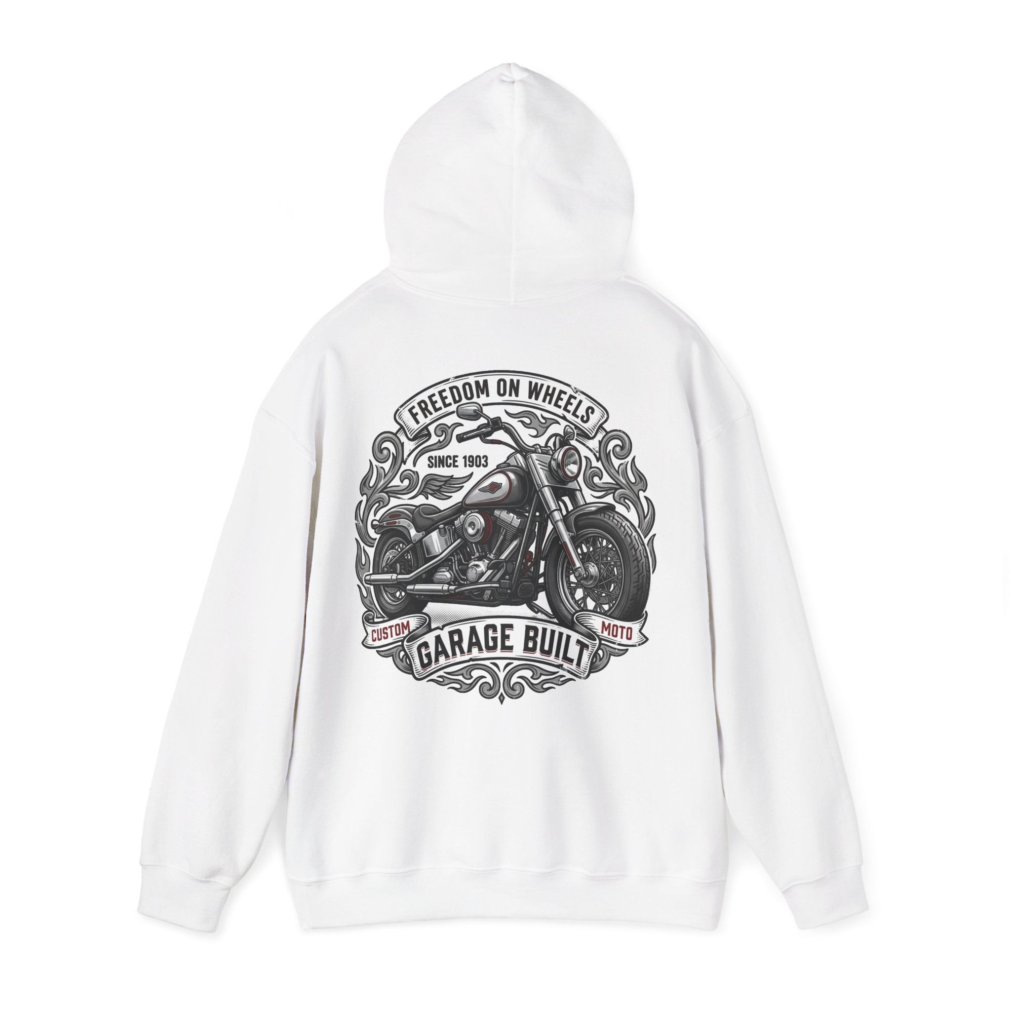 Garage Built Motorcycle Hoodie — Vintage Chopper Design