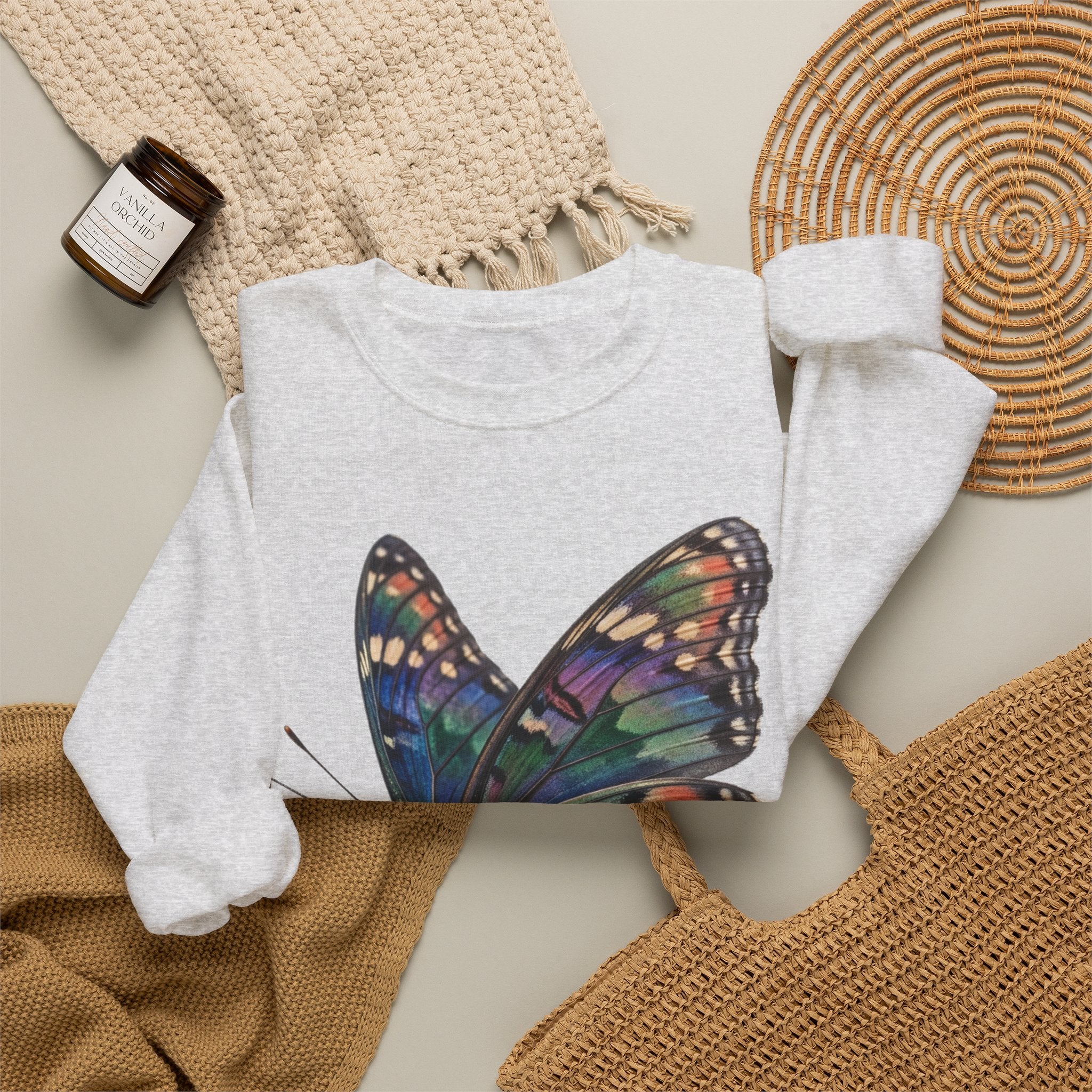 Butterfly Graphic Sweatshirt – Colorful Prism Wings Crewneck