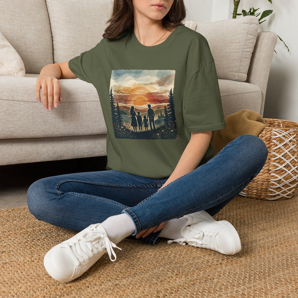 Family Sunset T‑Shirt — Silhouette Camping Sunset Graphic Tee