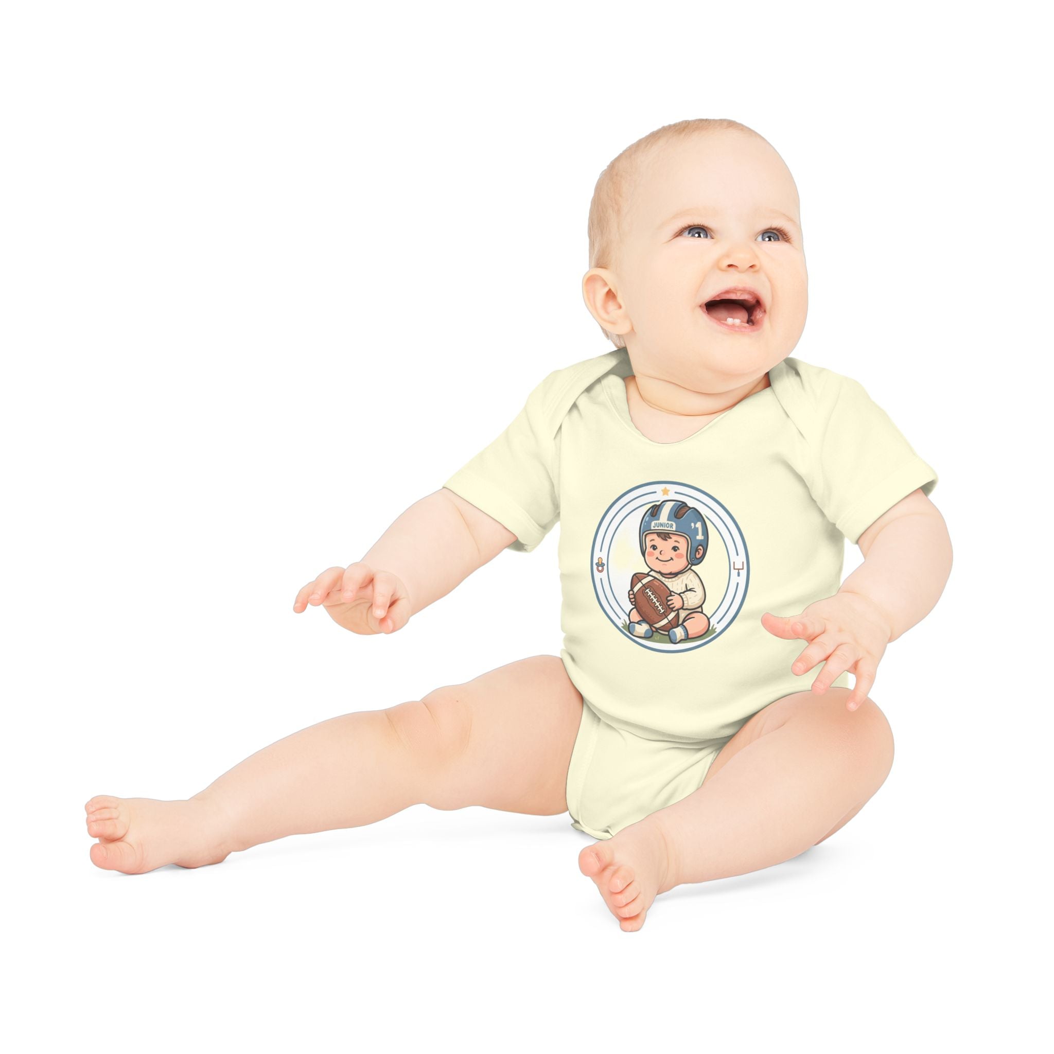 Baby Bodysuit — Cute Retro Football Baby Onesie (Helmet & Ball)