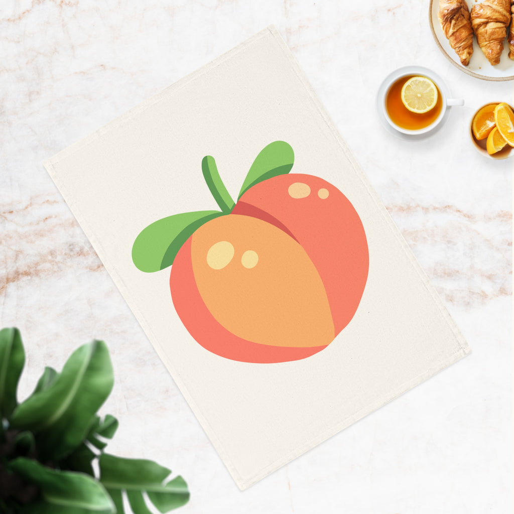 Peach Kitchen Tea Towel — Cute Fruit Cotton Dish Towel