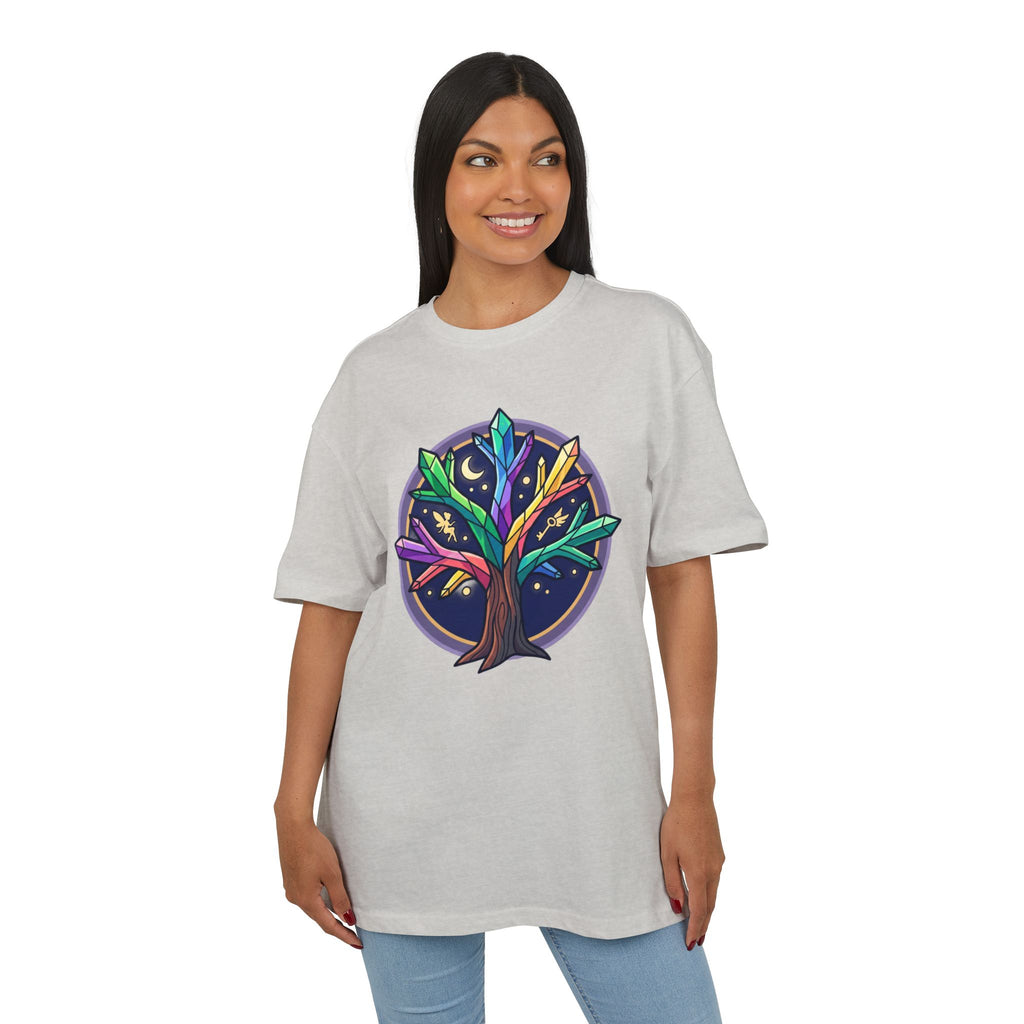 Crystal Tree Graphic Tee — Mystical Gemstone Nature Shirt
