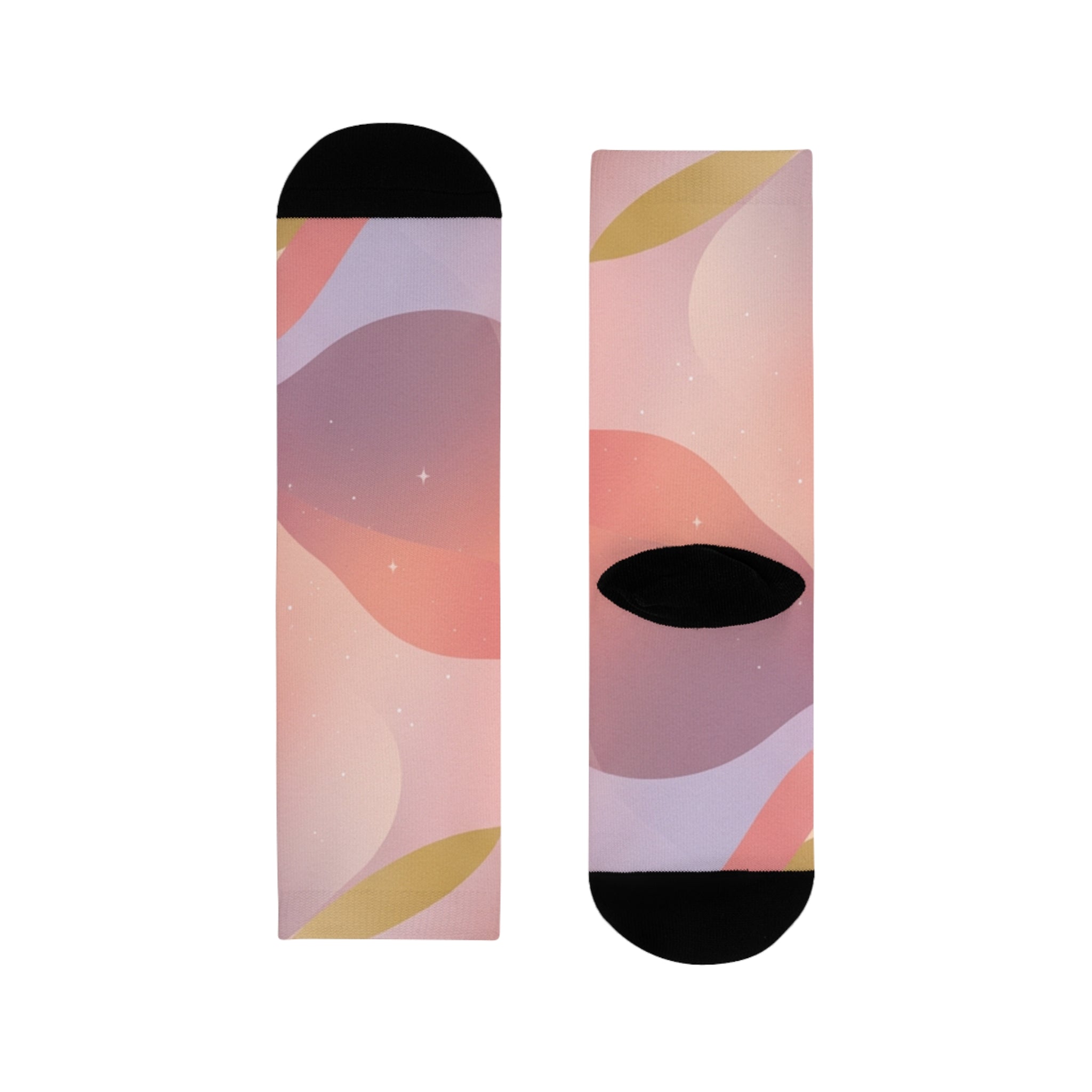Abstract Pastel Wave Crew Socks — Pink Artistic Sublimation Socks