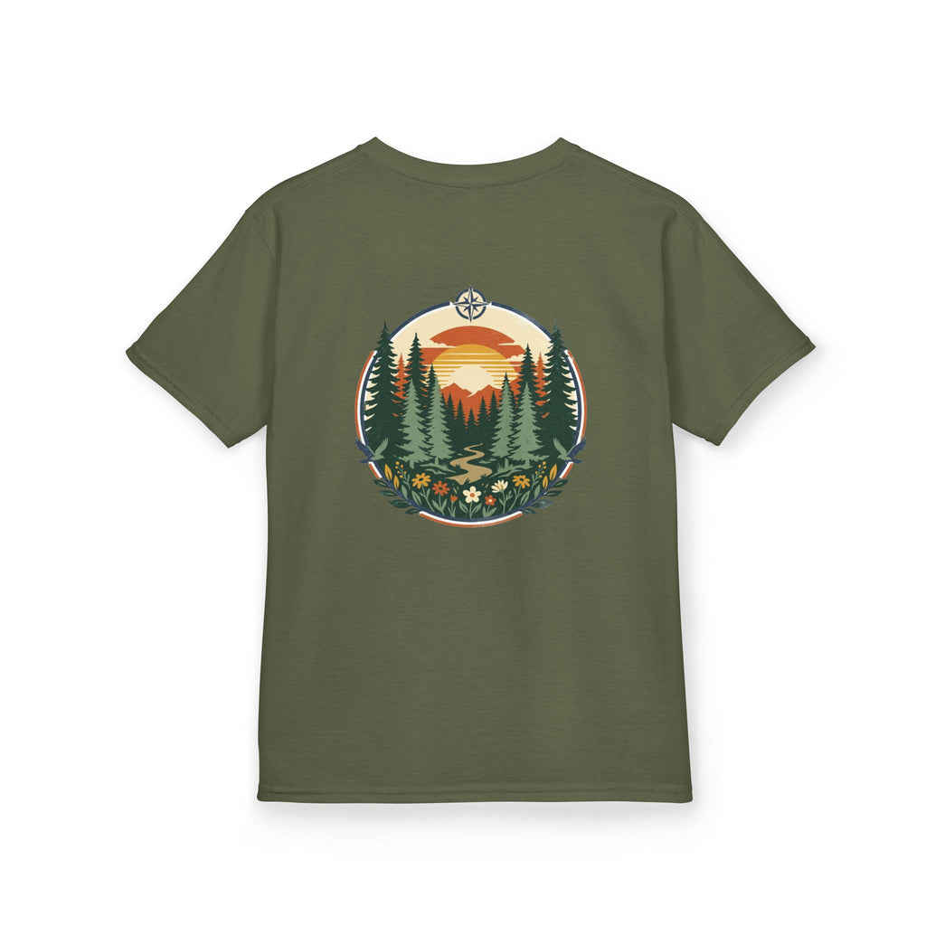 Kids Tee — Retro Forest Sunset Graphic