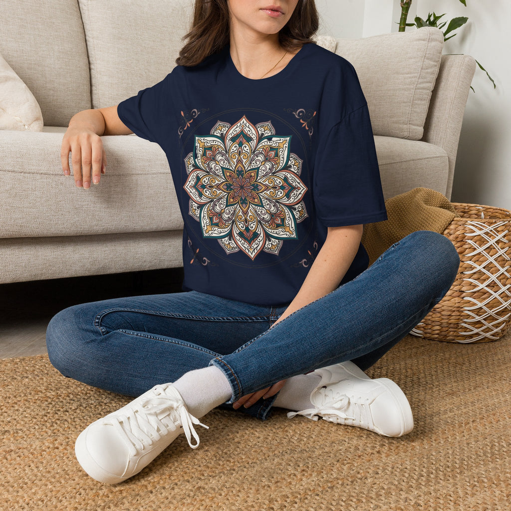 Mandala Floral T-Shirt — Boho Lotus Graphic Tee for Women & Men
