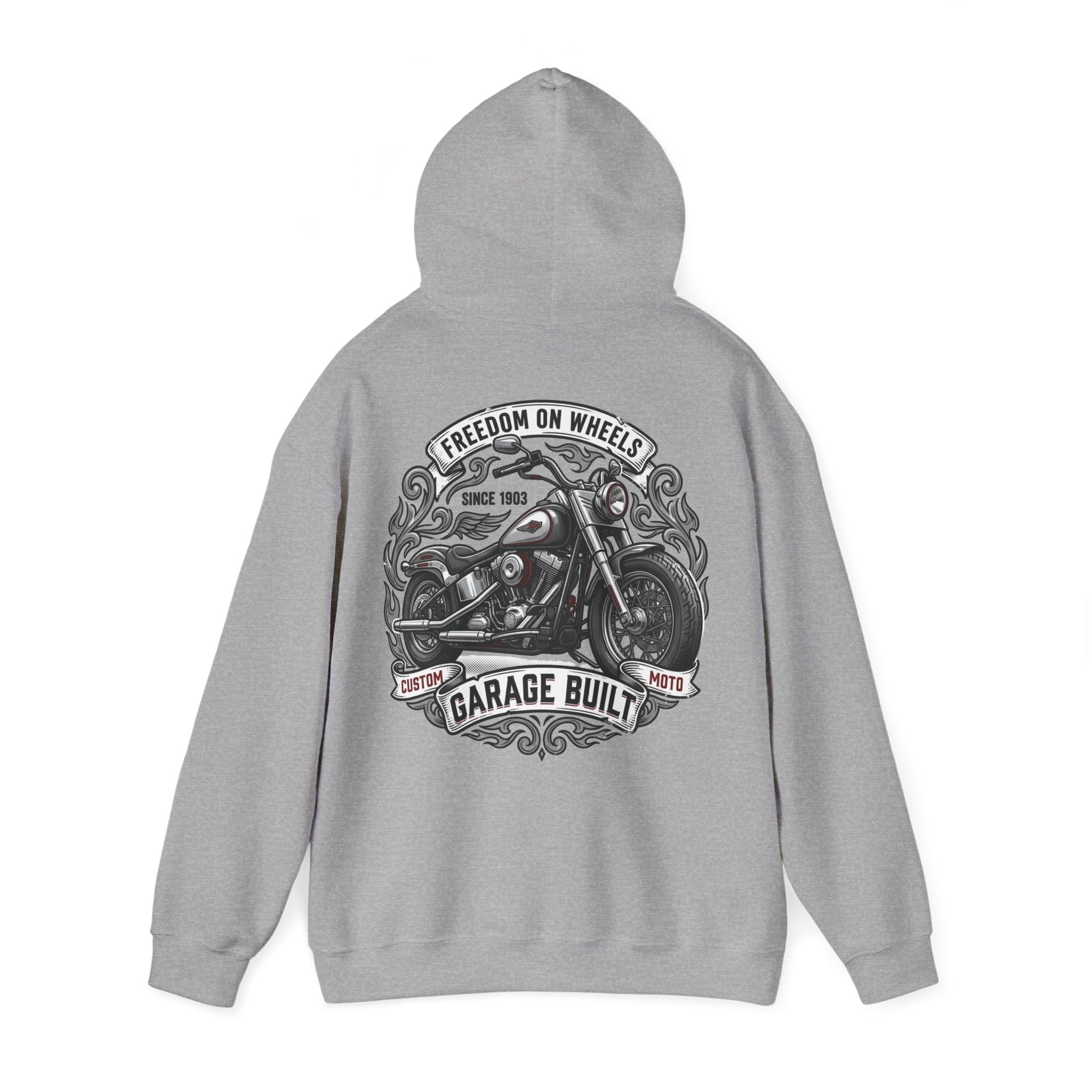 Garage Built Motorcycle Hoodie — Vintage Chopper Design
