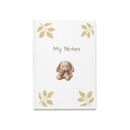 A5 Hardcover Journal — "My Notes" Floral Leaf Design, Elegant Gold Corner Notebook