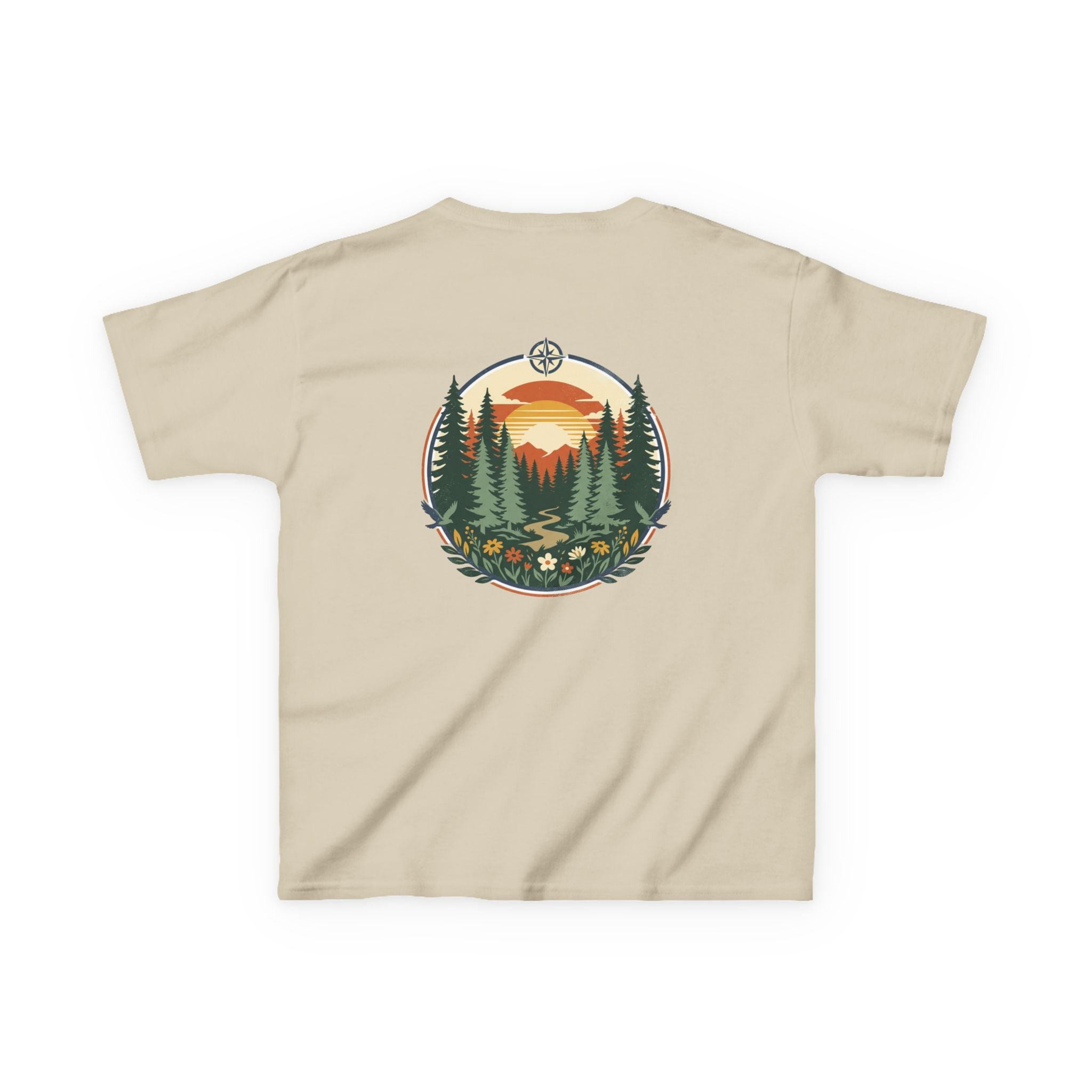 Kids Tee — Retro Forest Sunset Graphic