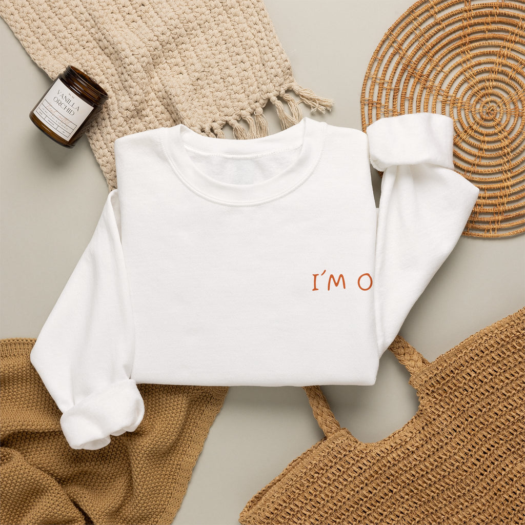 Crewneck Sweatshirt — 'I’m OK' Palm Sunset Graphic