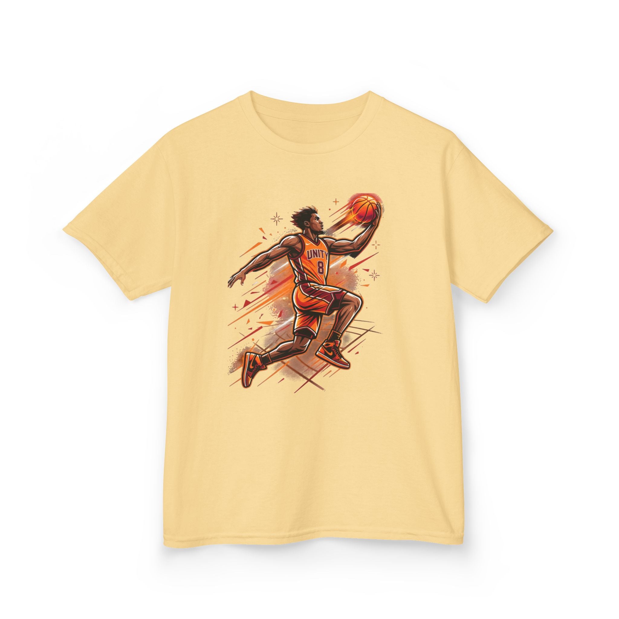 Kids Basketball Player Tee – Slam Dunk Illustration Kids T‑Shirt