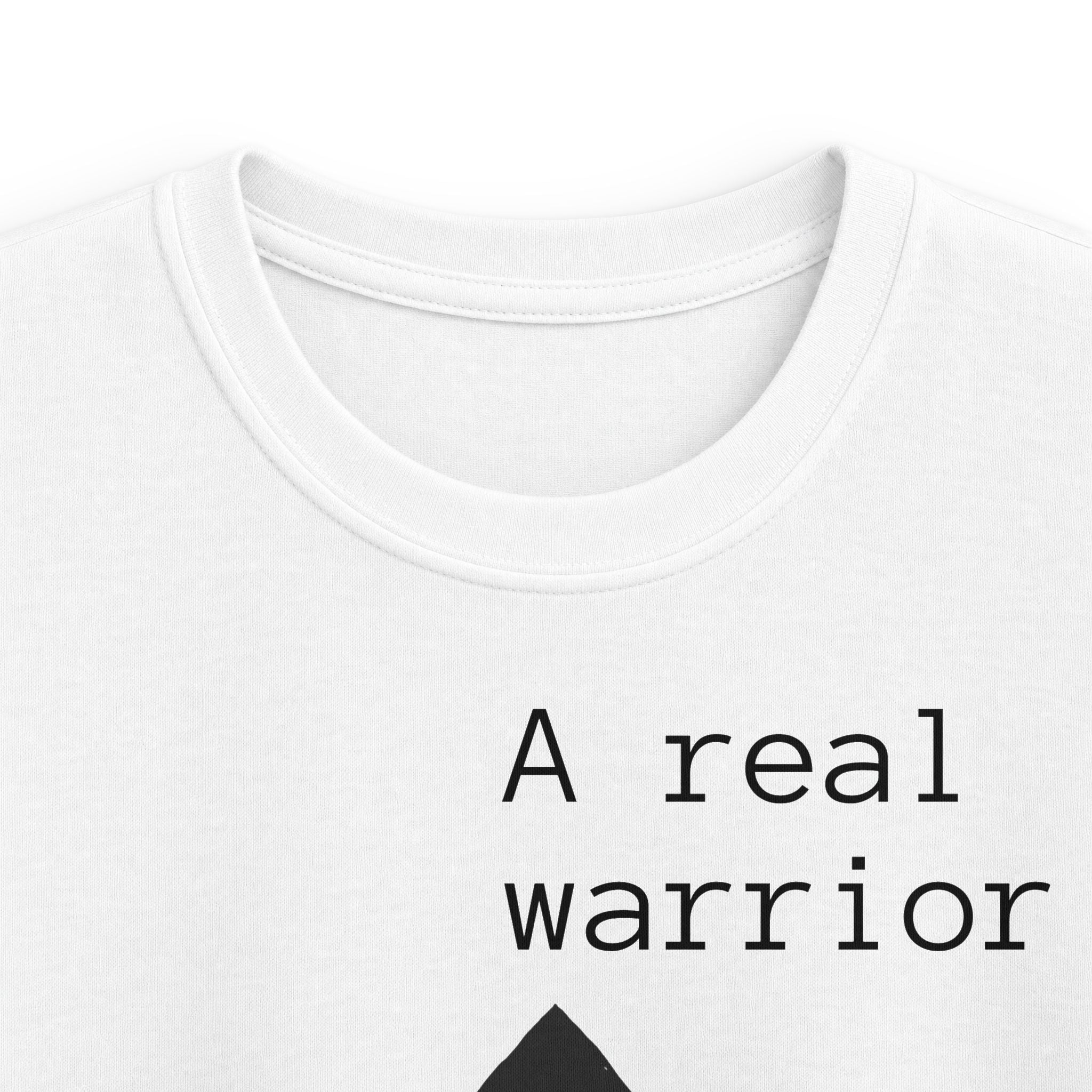 Kids Tee — "A Real Warrior" Spartan Helmet Graphic