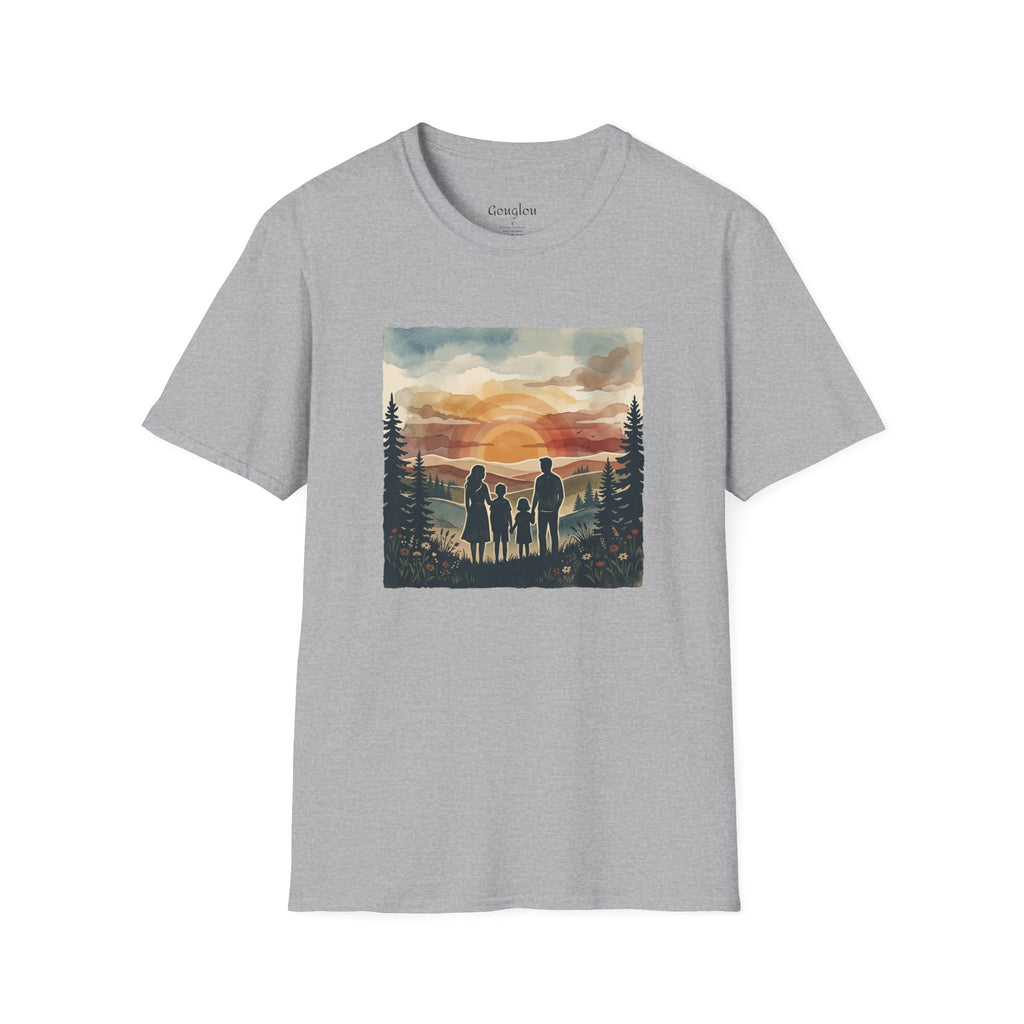 Family Sunset T‑Shirt — Silhouette Camping Sunset Graphic Tee