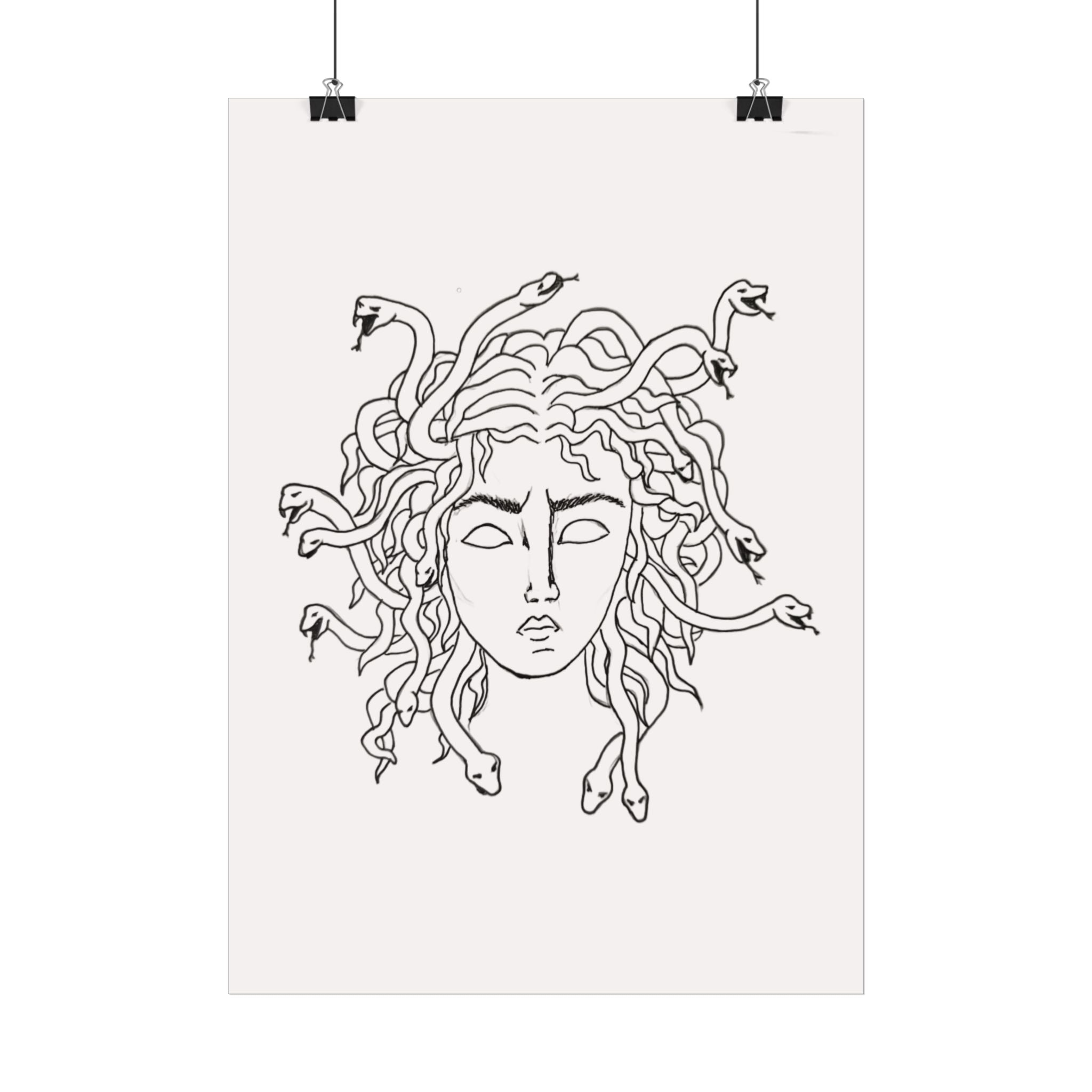 Medusa Line Art Poster — Minimal Mythological Wall Art
