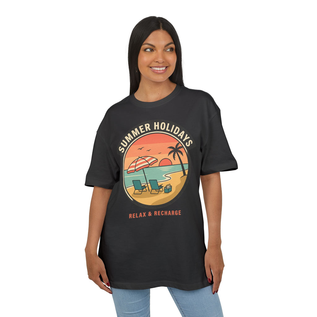 T-Shirt — "Summer Holidays: Relax & Recharge" Beach Graphic Tee