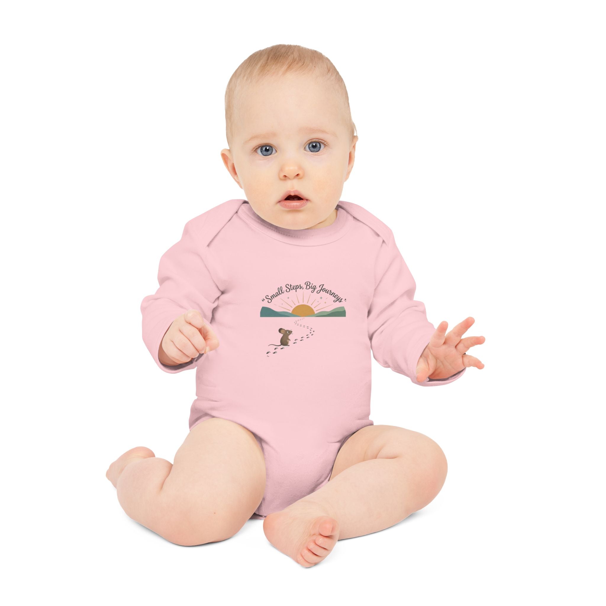 Baby Bodysuit “Small Steps, Big Journeys” Organic Long Sleeve