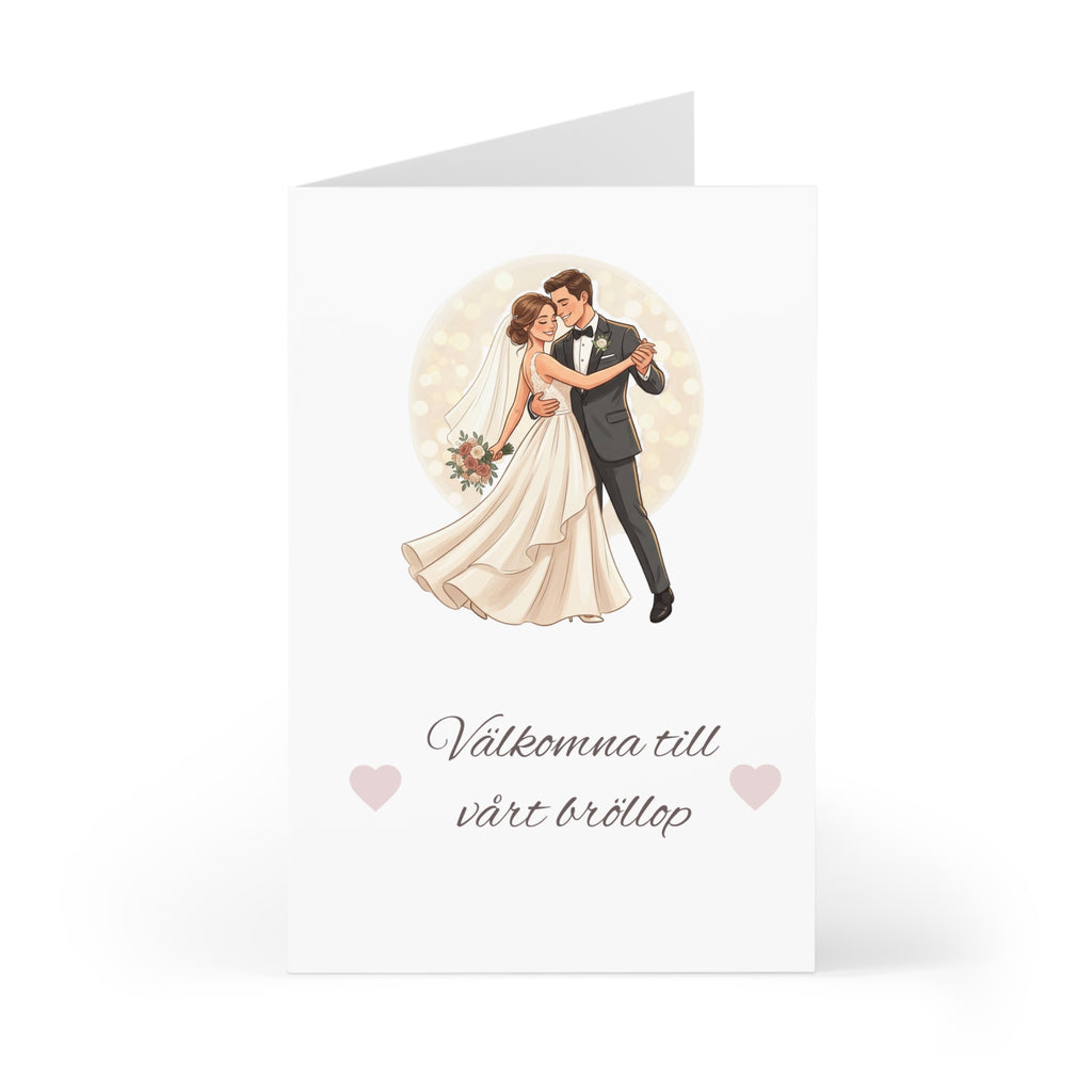 Wedding Greeting Cards Set — 'Välkomna till vårt bröllop' Bridal Invitation Thank You Cards (7 pcs)
