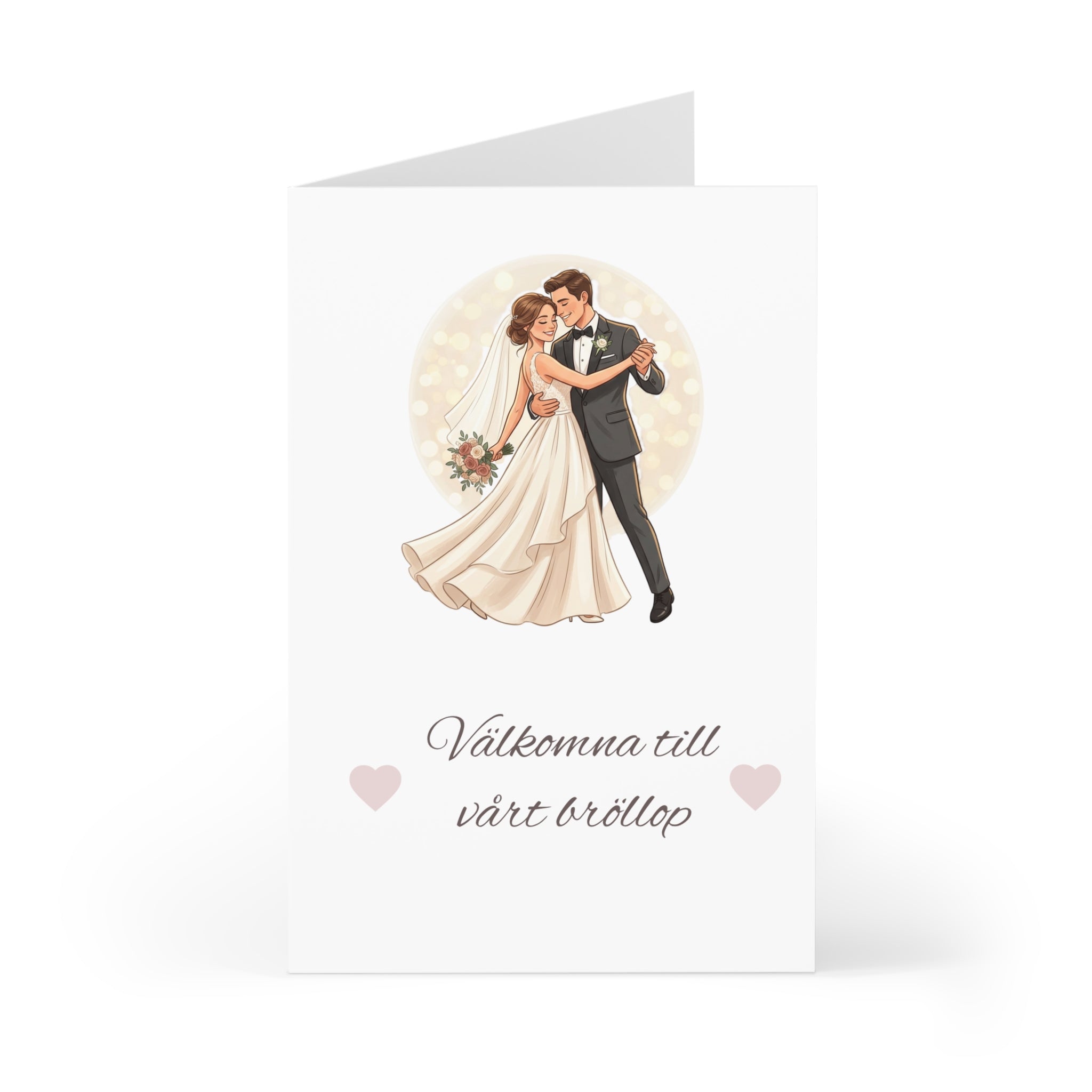 Wedding Greeting Cards Set — 'Välkomna till vårt bröllop' Bridal Invitation Thank You Cards (7 pcs)