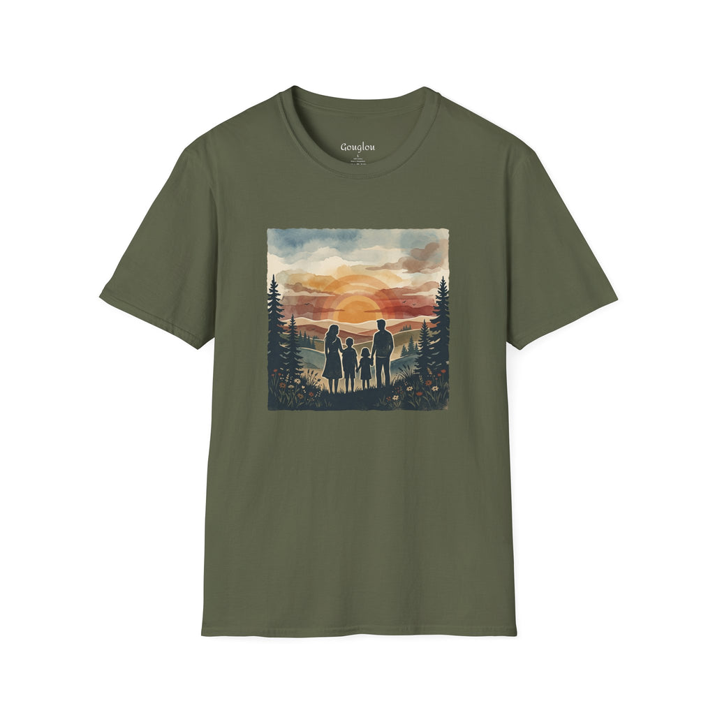 Family Sunset T‑Shirt — Silhouette Camping Sunset Graphic Tee