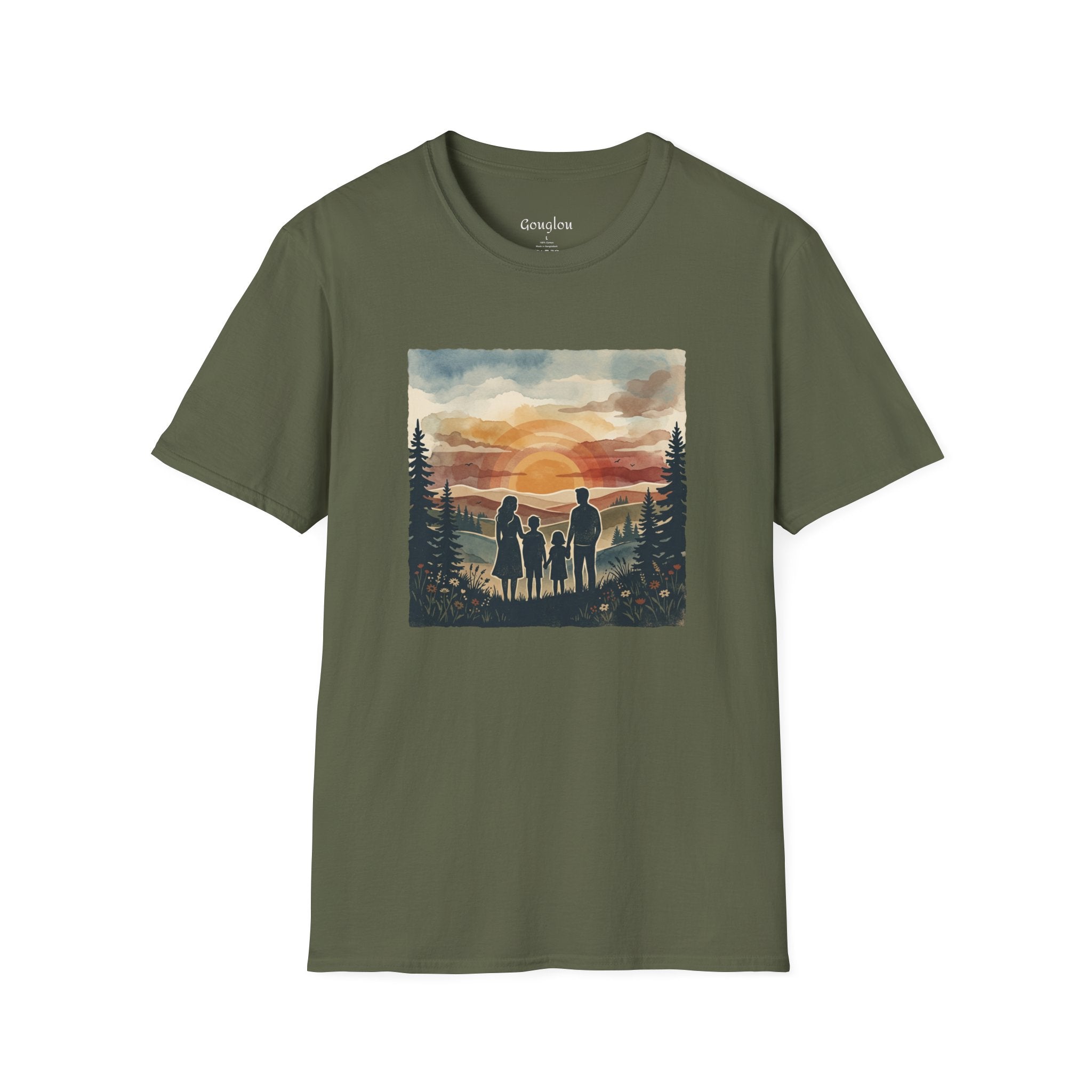 Family Sunset T‑Shirt — Silhouette Camping Sunset Graphic Tee