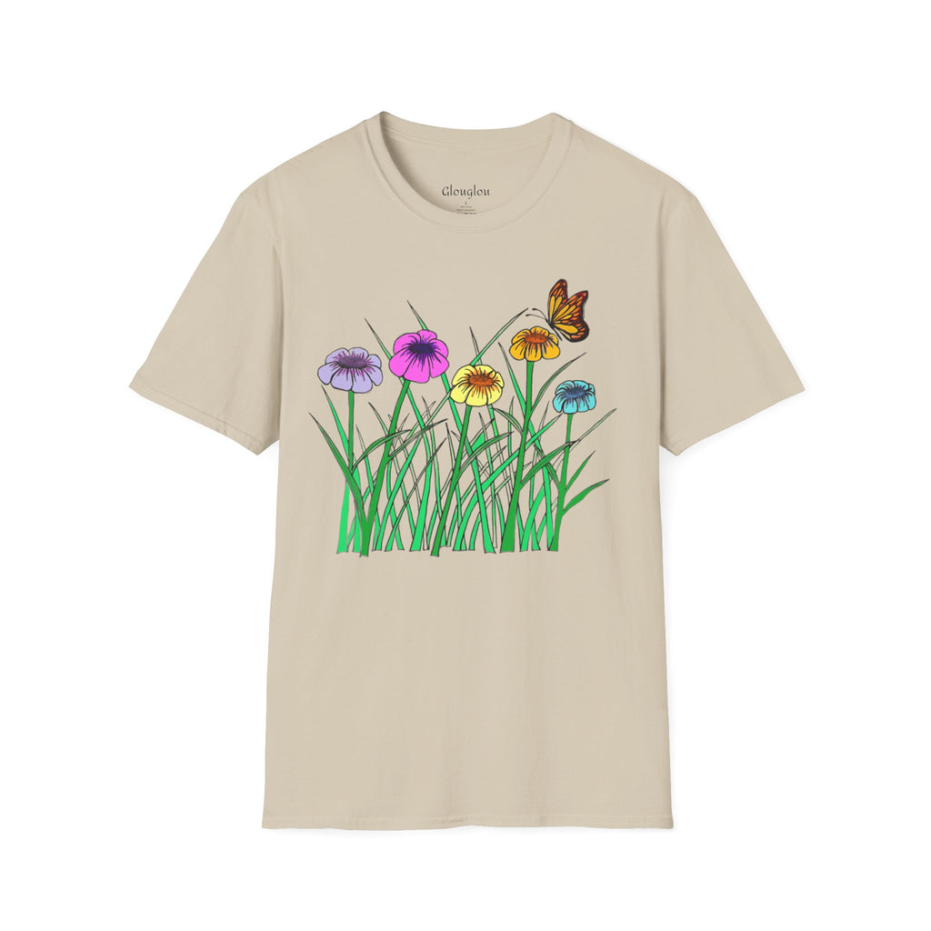 Floral Butterfly Garden T-Shirt — Colorful Wildflower Tee
