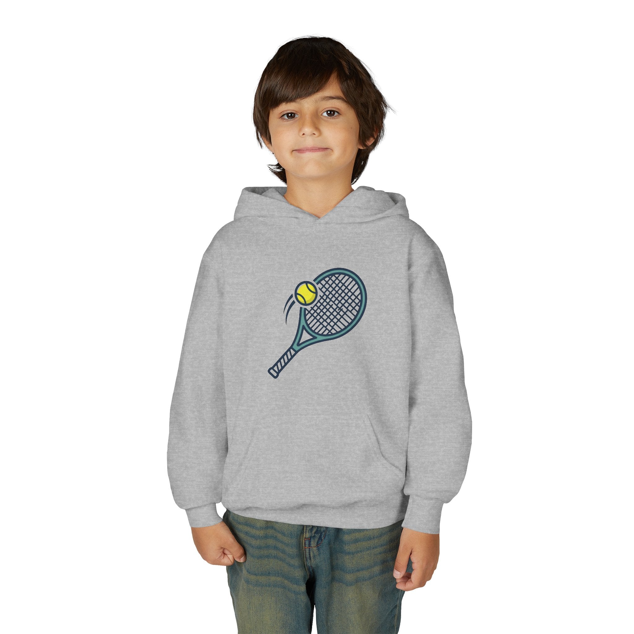 Youth Tennis Hoodie — Racket & Ball Graphic