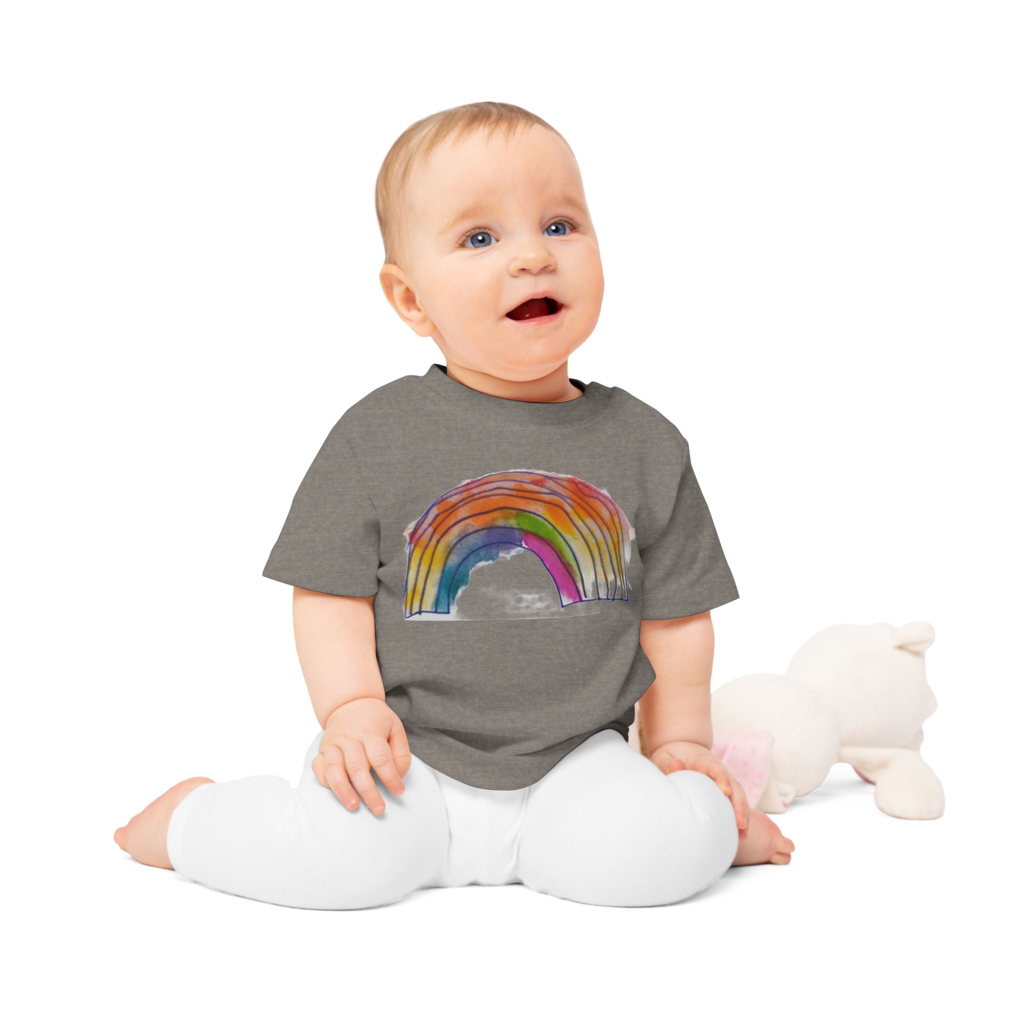 Baby T-Shirt — Hand-Drawn Watercolor Rainbow Toddler Tee
