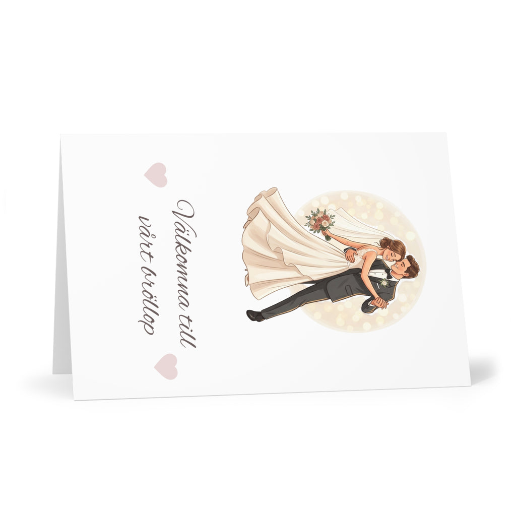 Wedding Greeting Cards Set — 'Välkomna till vårt bröllop' Bridal Invitation Thank You Cards (7 pcs)