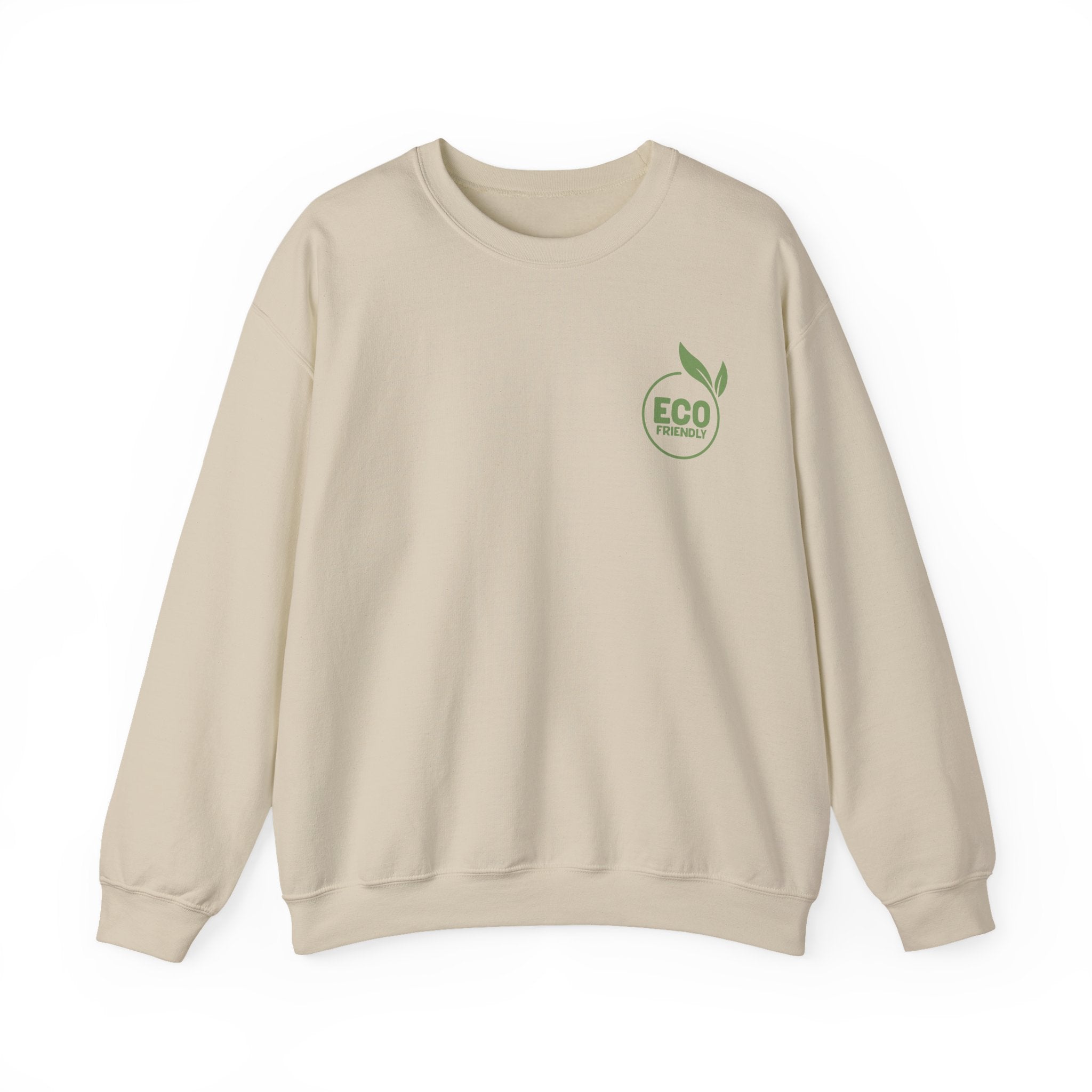 Eco Friendly Crewneck Sweatshirt — Small Green "ECO friendly" Logo