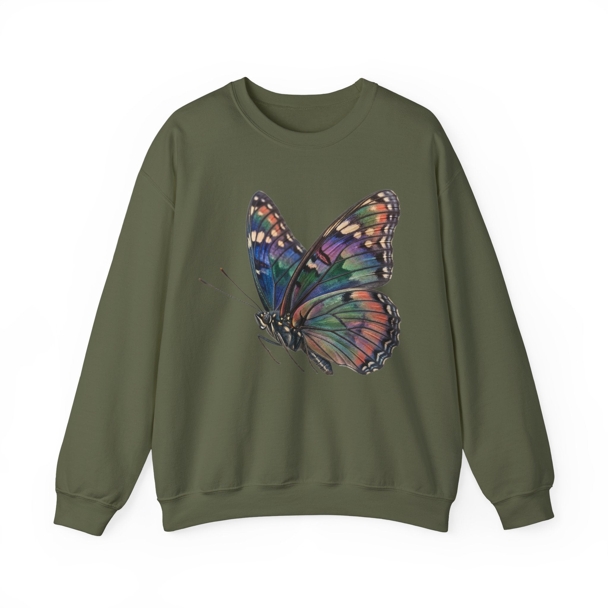 Butterfly Graphic Sweatshirt – Colorful Prism Wings Crewneck