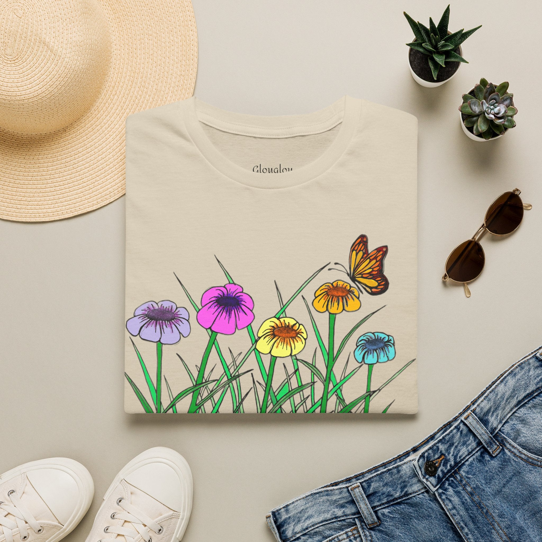 Floral Butterfly Garden T-Shirt — Colorful Wildflower Tee