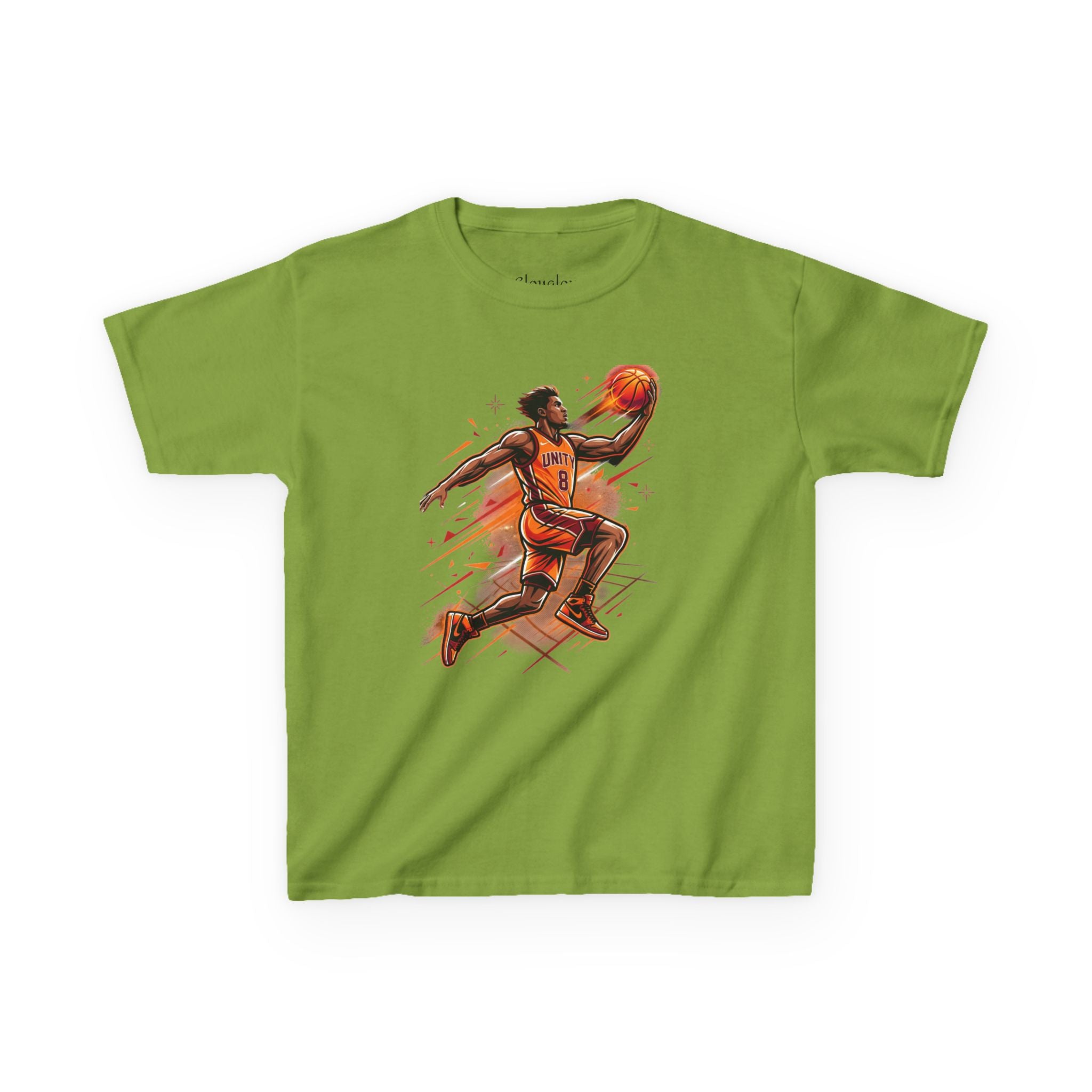 Kids Basketball Player Tee – Slam Dunk Illustration Kids T‑Shirt
