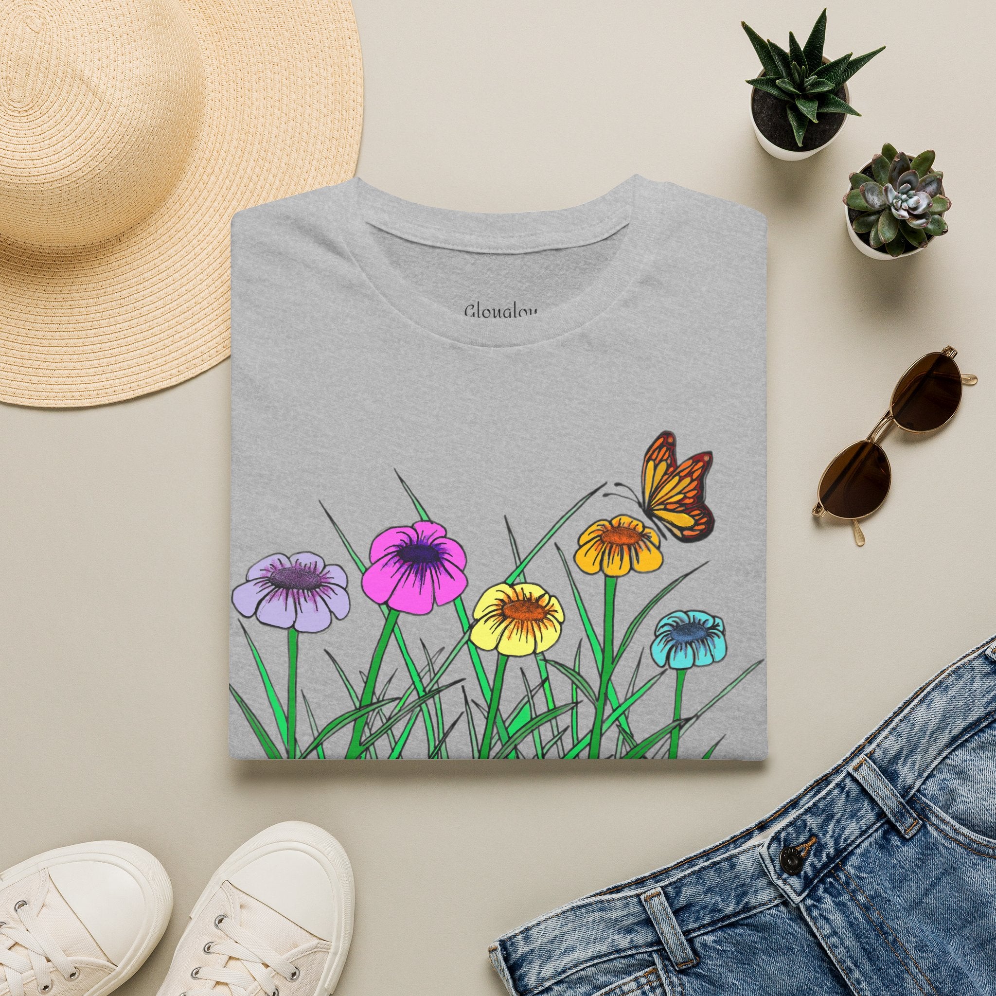 Floral Butterfly Garden T-Shirt — Colorful Wildflower Tee