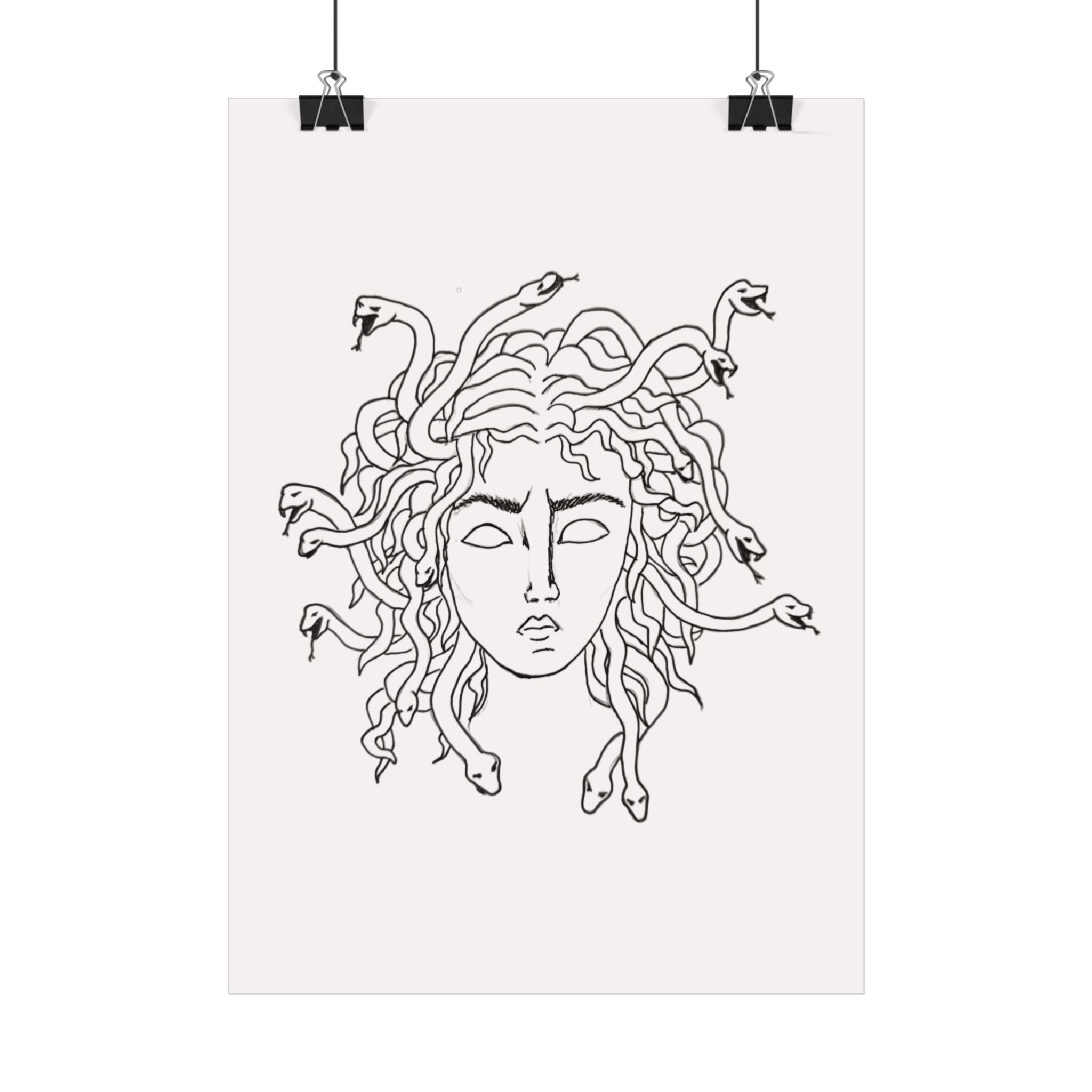 Medusa Line Art Poster — Minimal Mythological Wall Art