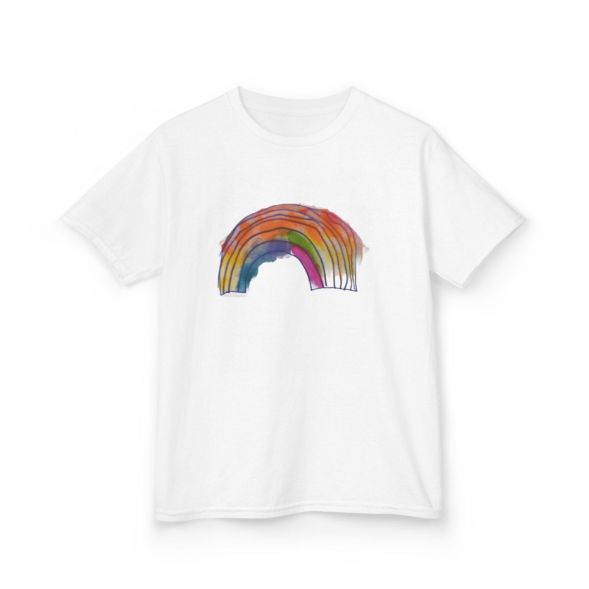 Kids Rainbow T‑Shirt — Hand‑Drawn Colorful Rainbow Tee for Children