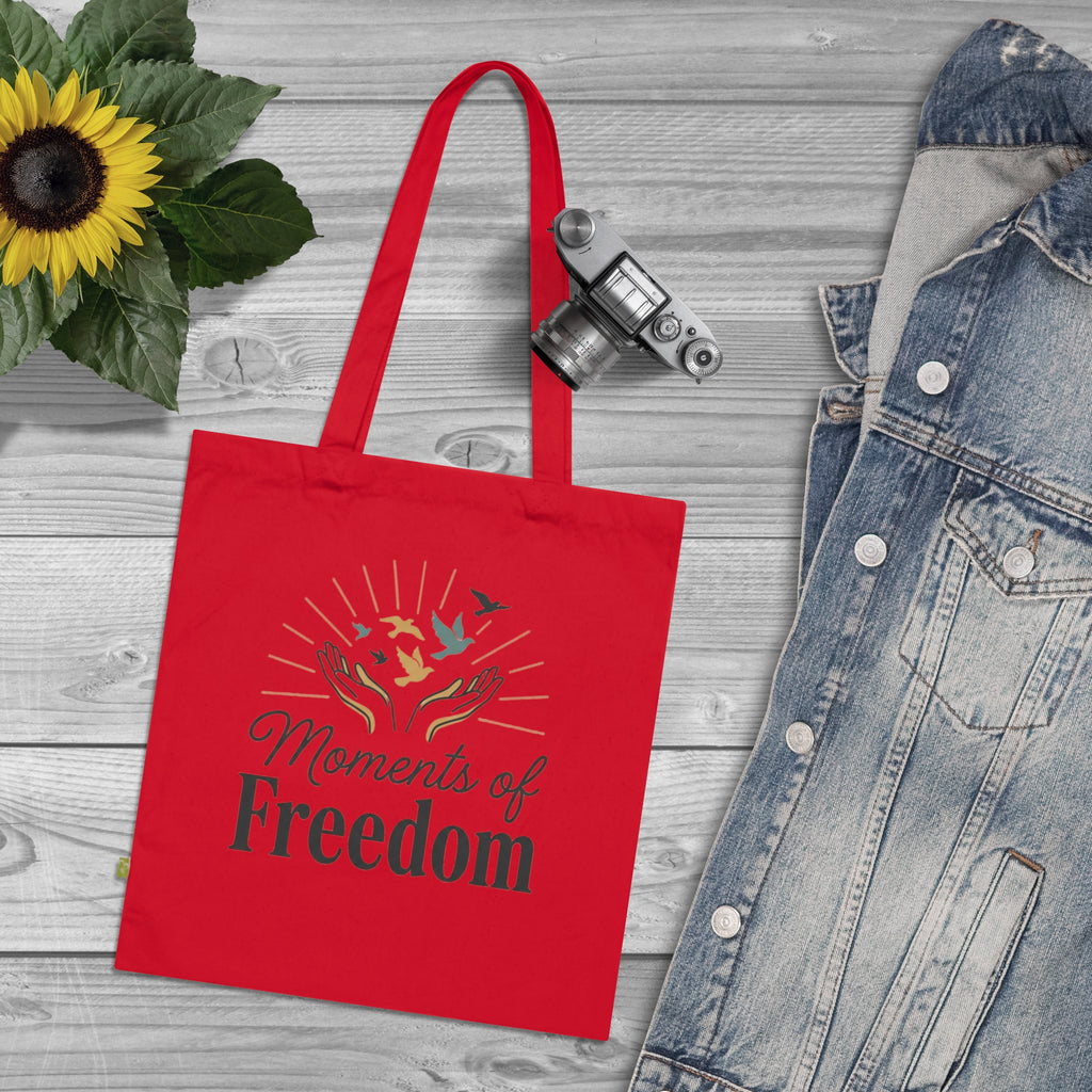 Moments of Freedom Organic Cotton Tote Bag – Eco-Friendly Inspirational Market Bag