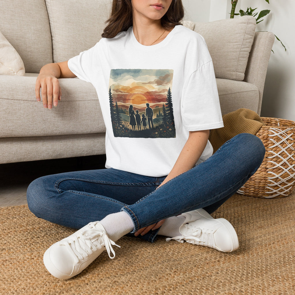 Family Sunset T‑Shirt — Silhouette Camping Sunset Graphic Tee